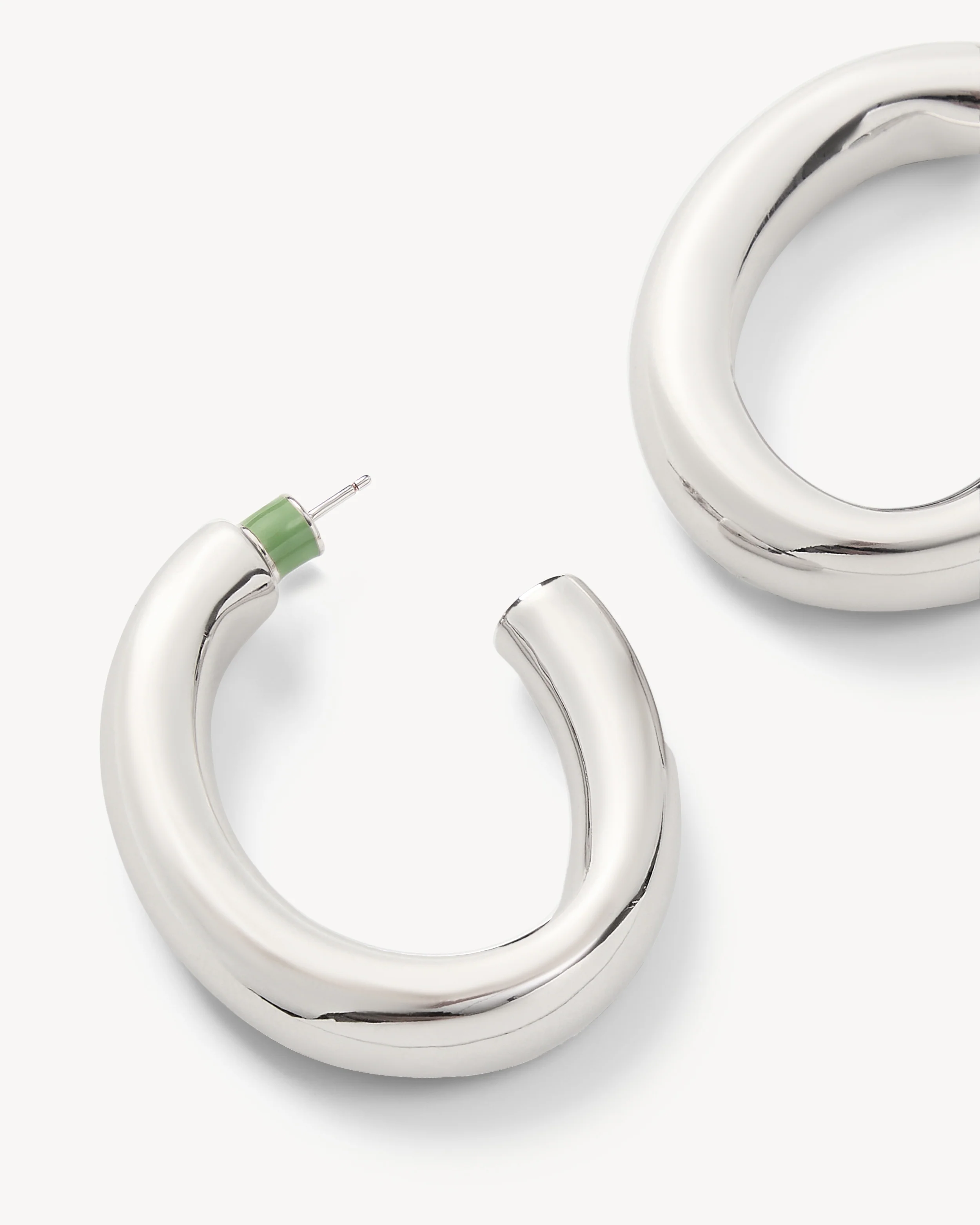 1.5" Perfect Oval Hoops in Silver - Image 2