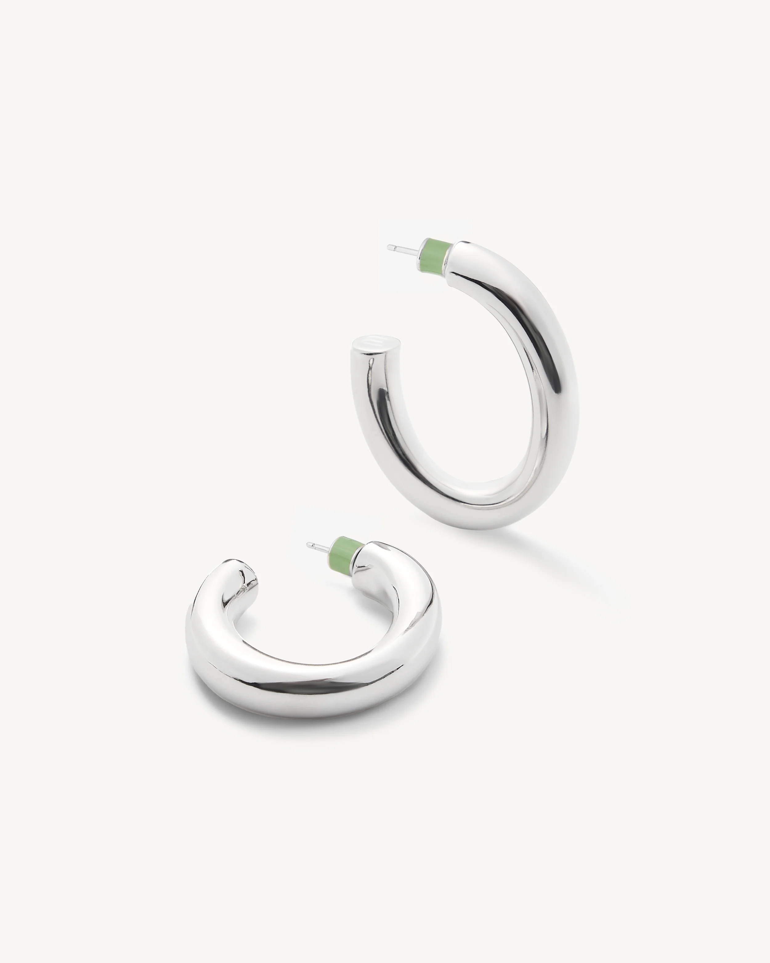 1.5" Perfect Oval Hoops in Silver - Image 3