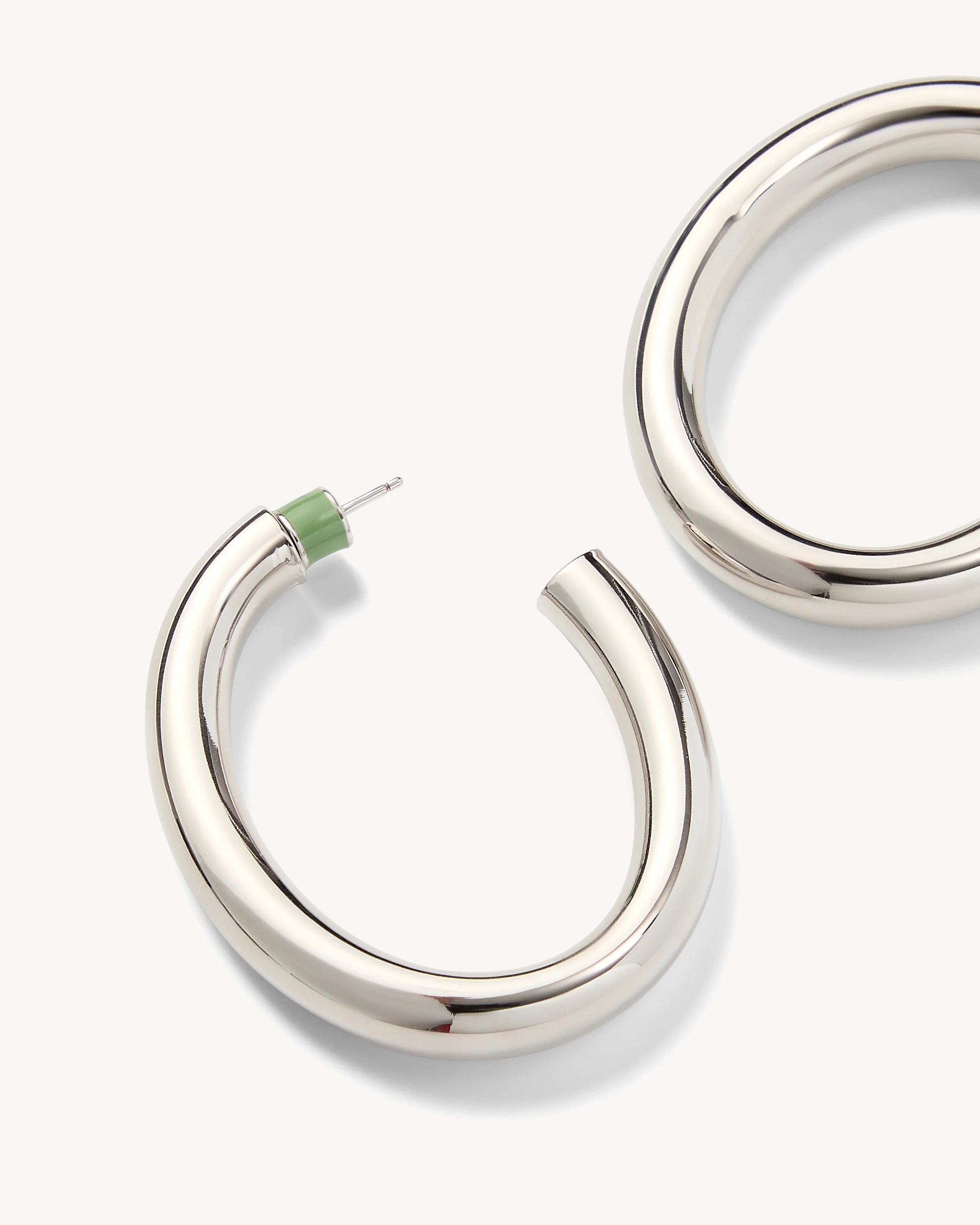 2" Perfect Oval Hoops in Silver - Image 2