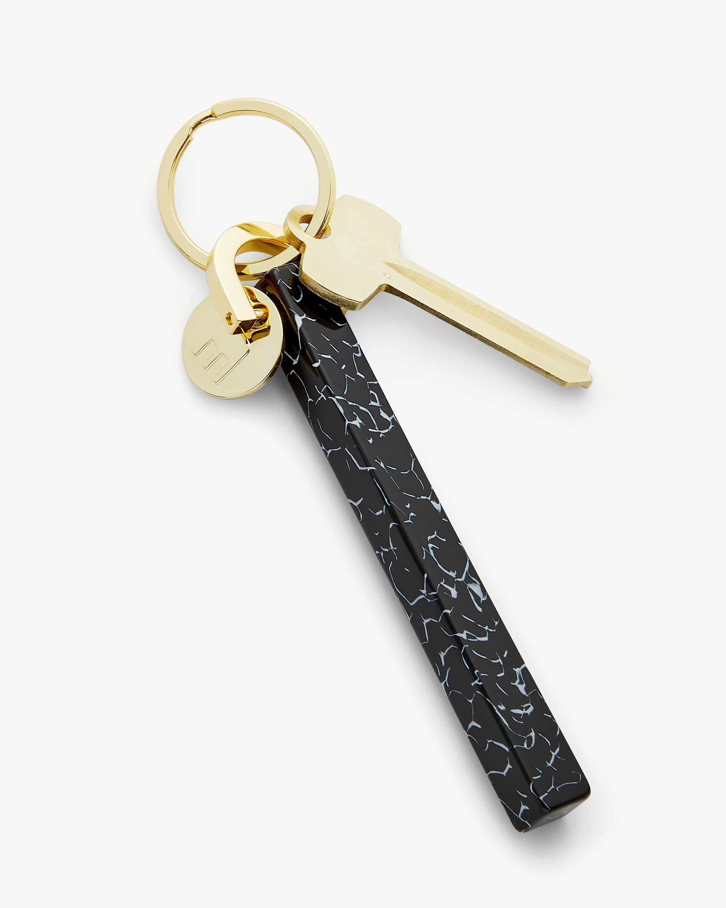 Bar Keychain in Black Marble - Gold - Image 3