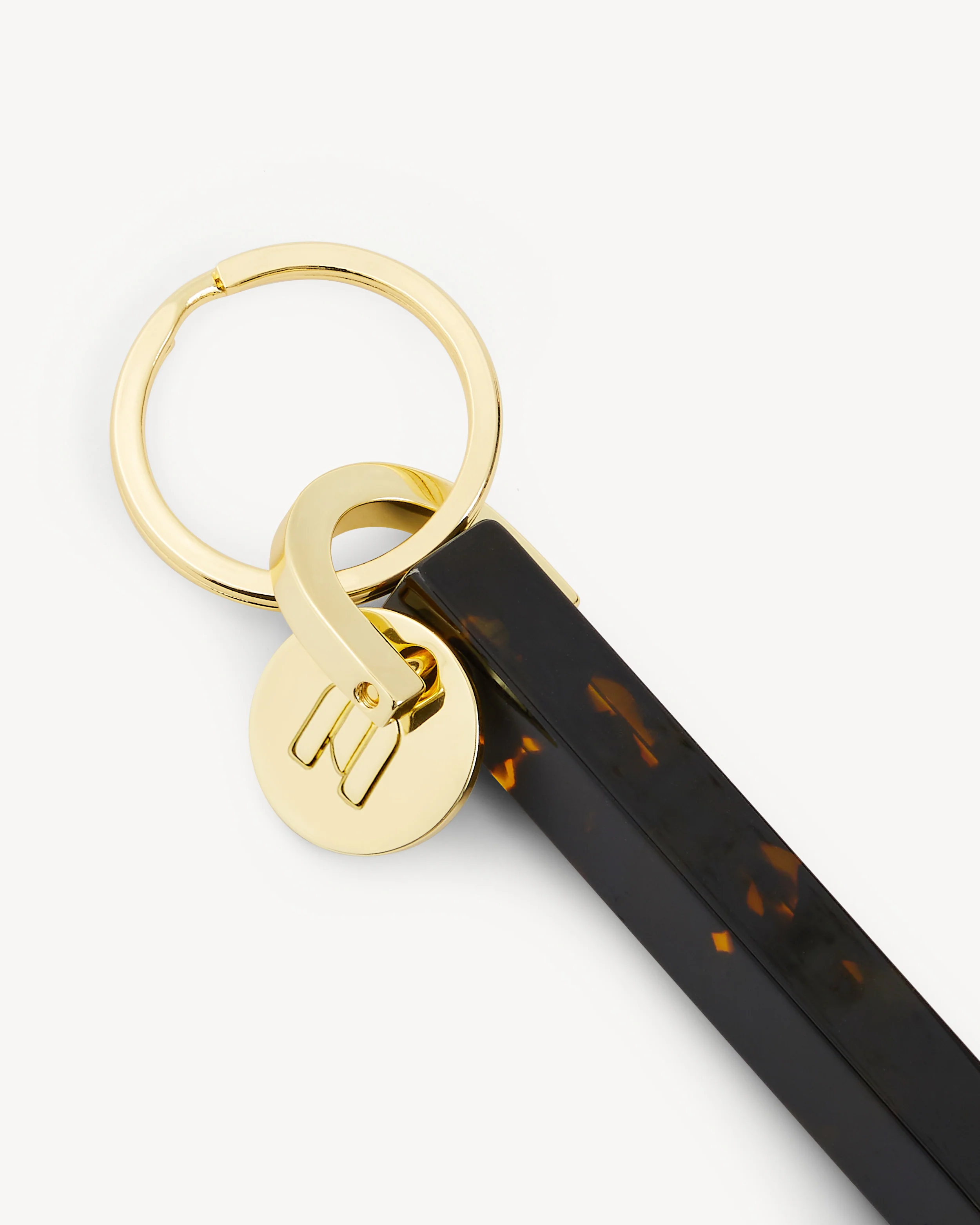 Bar Keychain in Dark Tortoise - Gold - Image 2