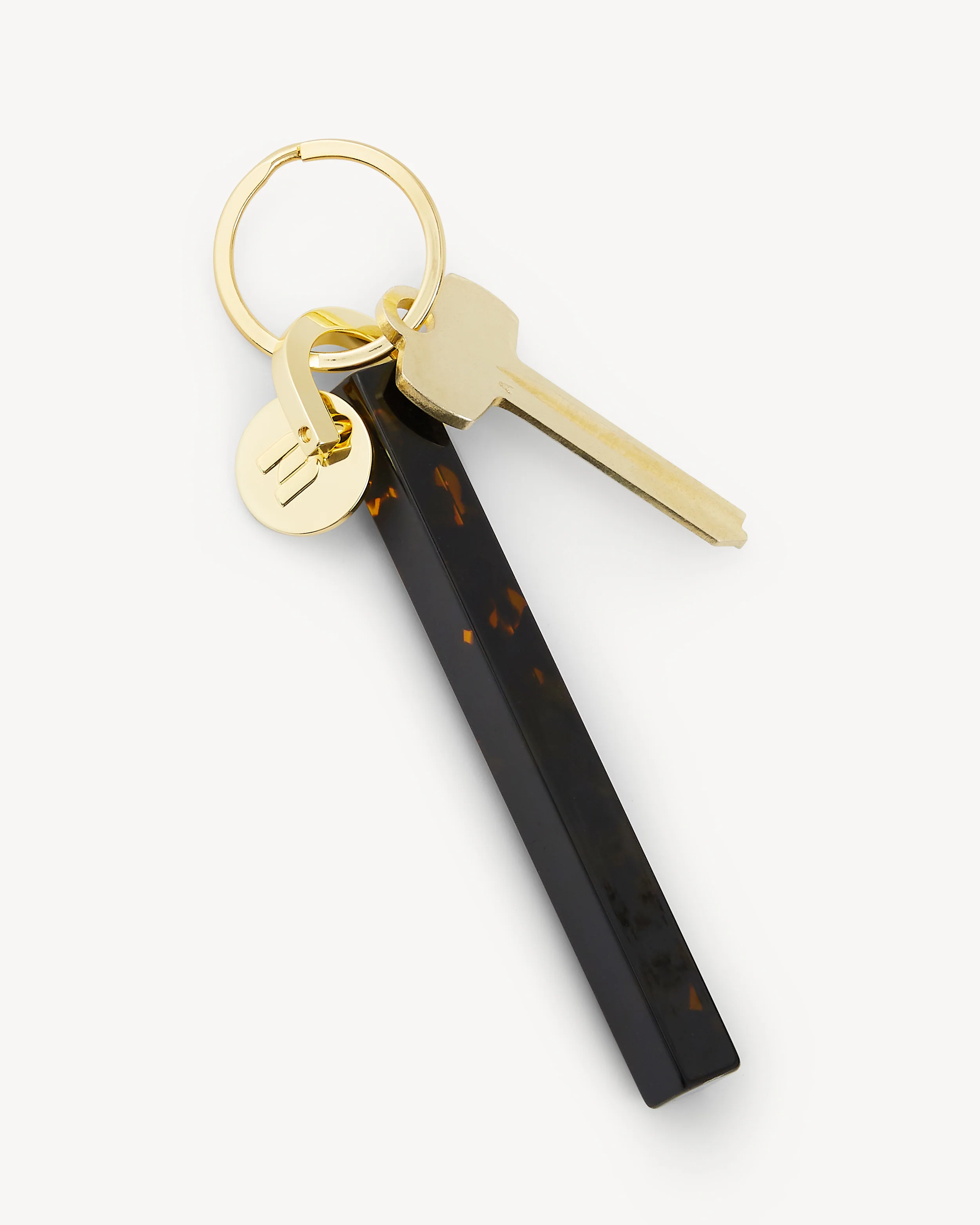 Bar Keychain in Dark Tortoise - Gold - Image 3