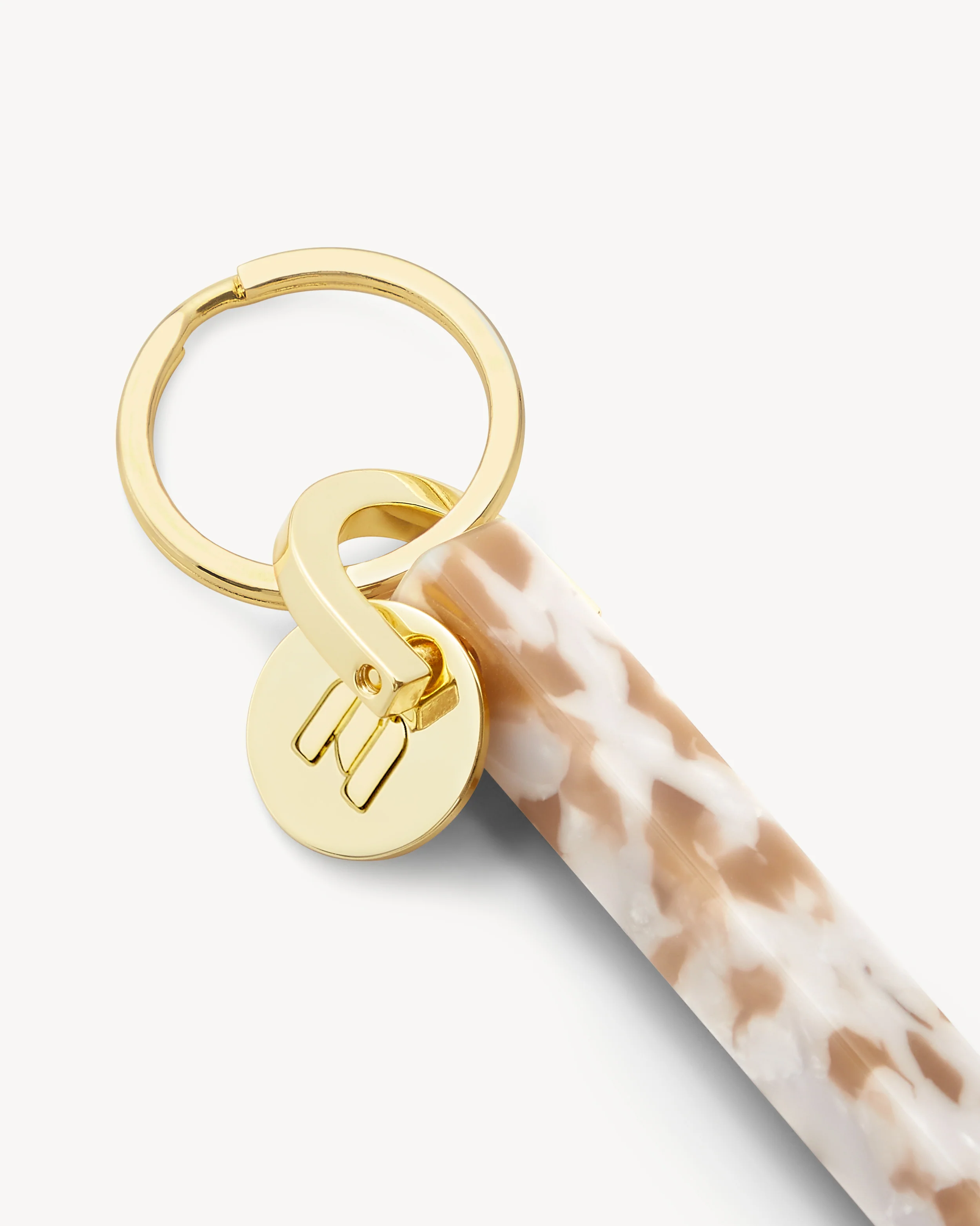 Bar Keychain in Taupe Shell - Gold - Image 2