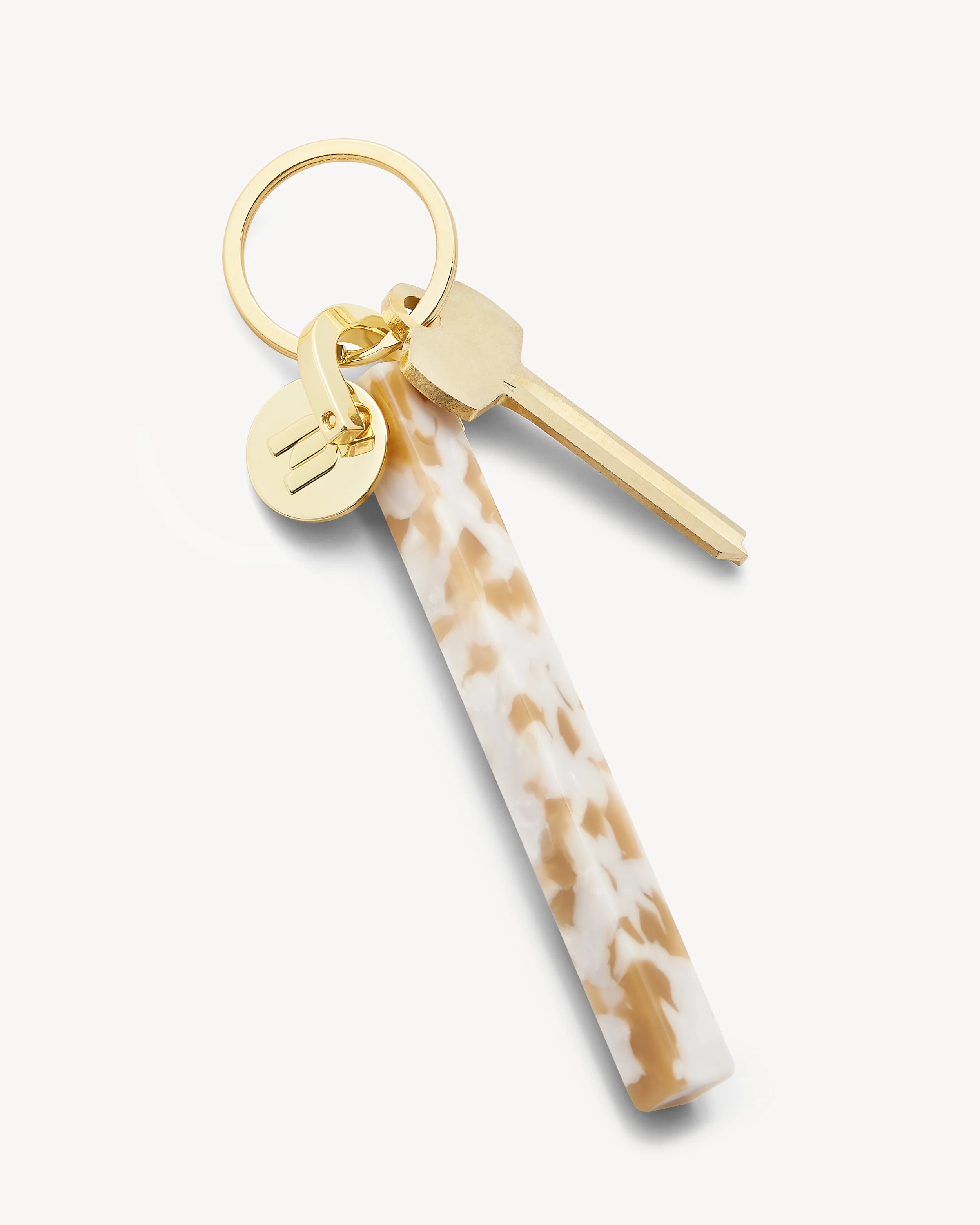 Bar Keychain in Taupe Shell - Gold - Image 3