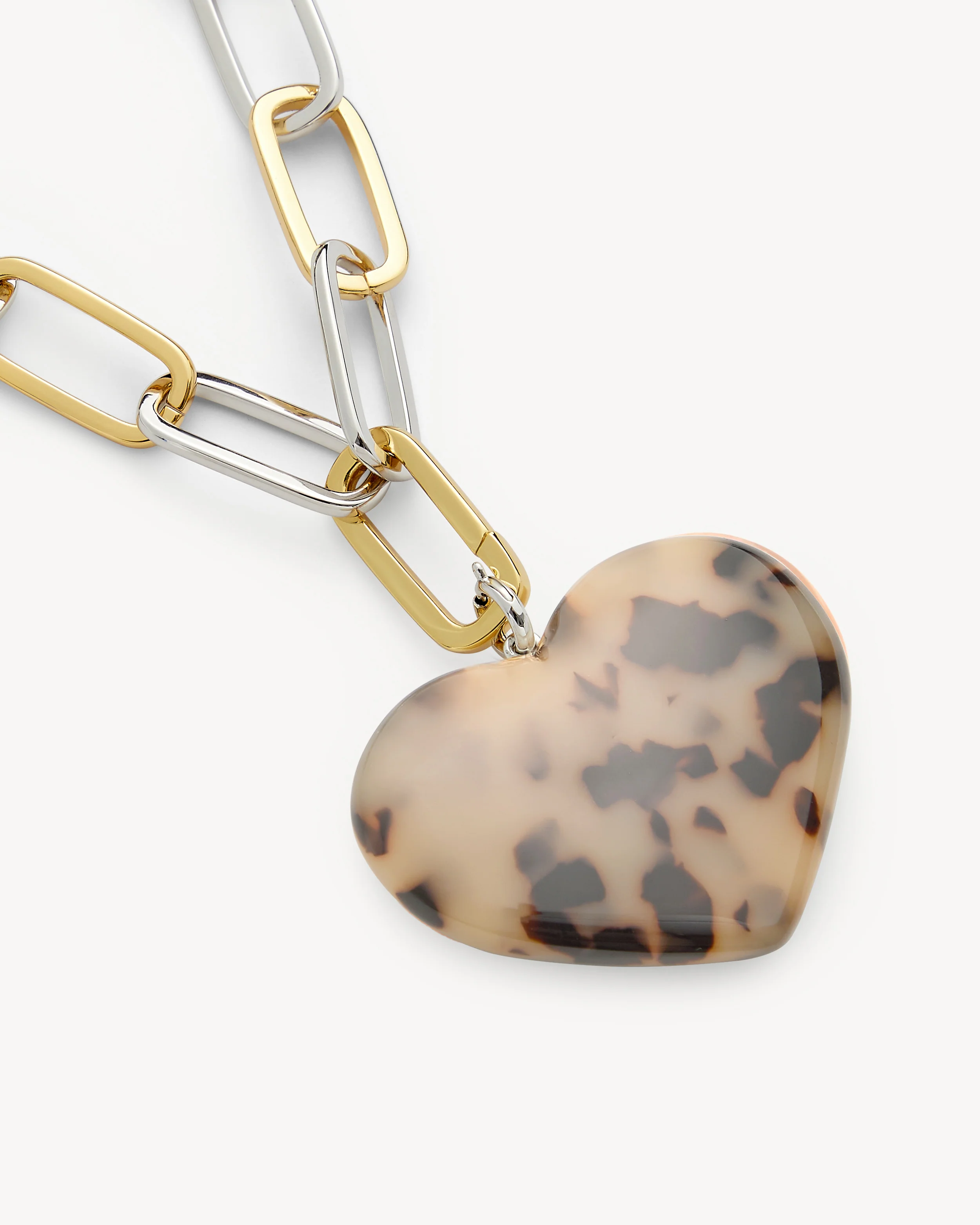 Grande Heart Pendant Necklace in Blonde Tortoise - Image 2