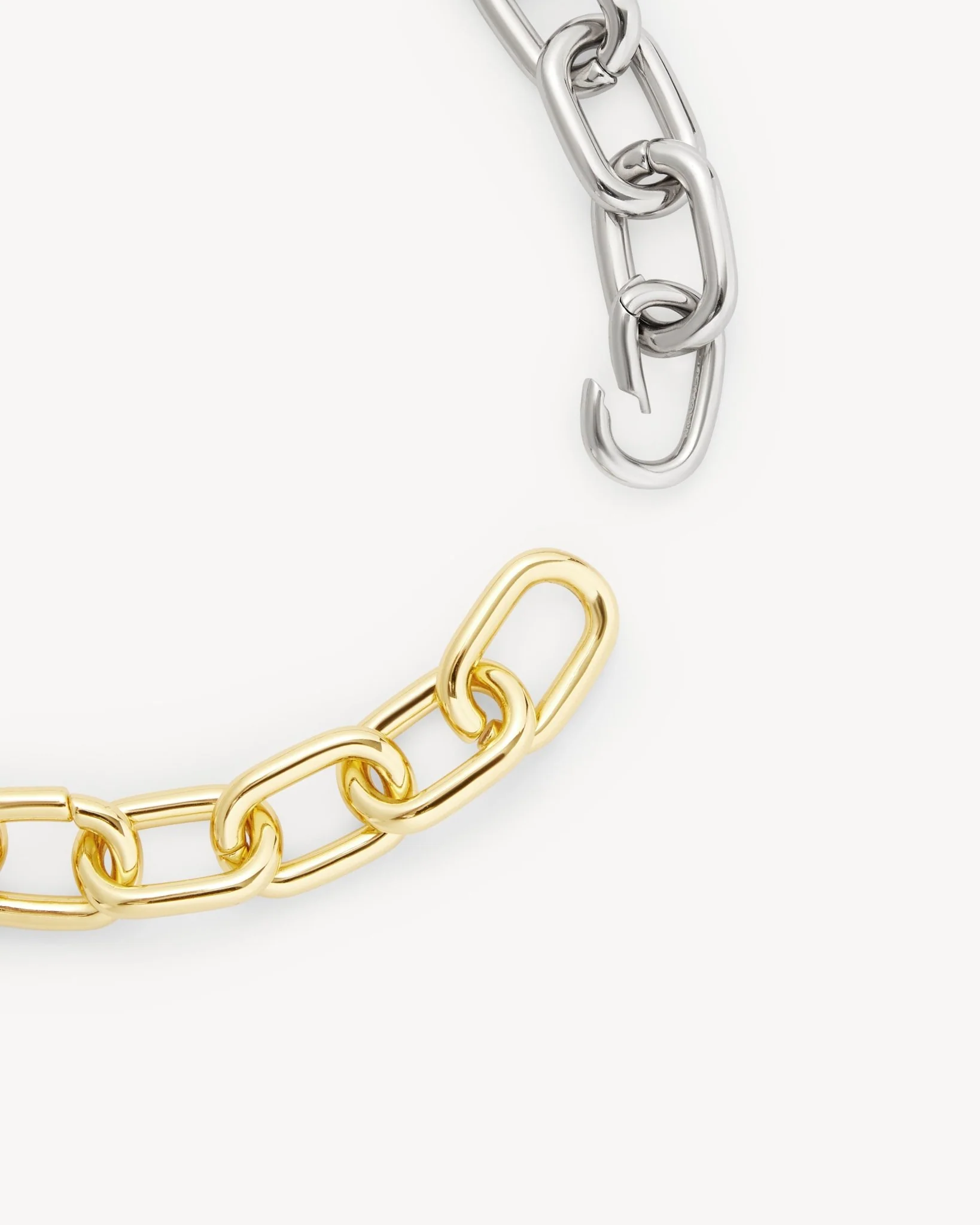Interchangeable Link Necklace in Gold and Silver Split - Image 4