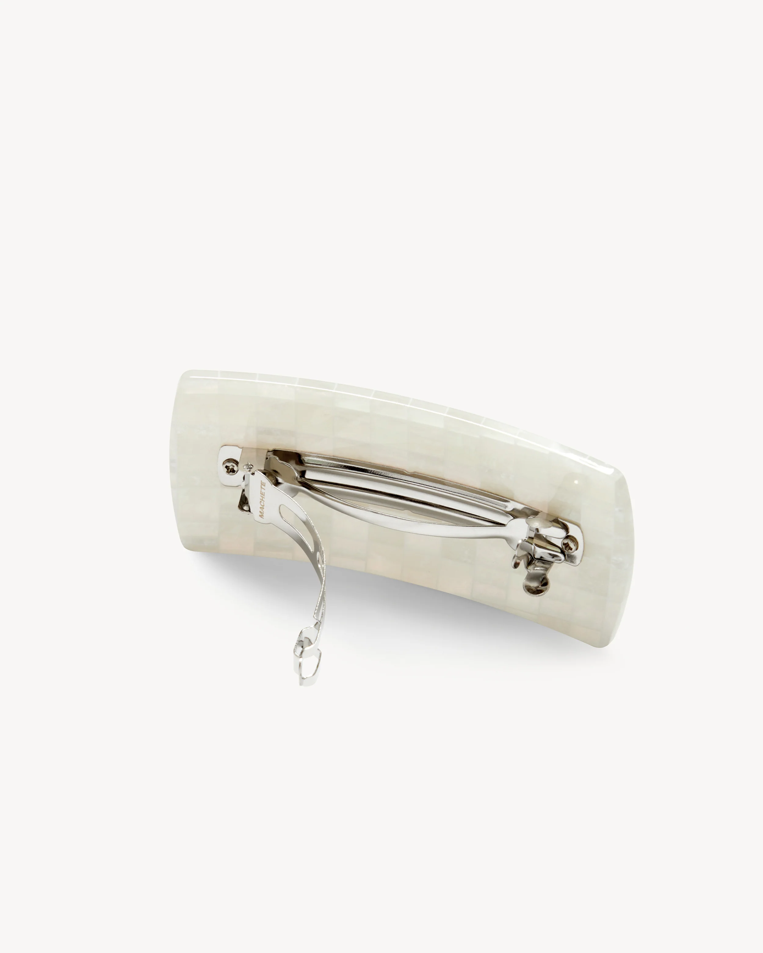 Jumbo Box Barrette in Opalite Shell Checker - Image 2