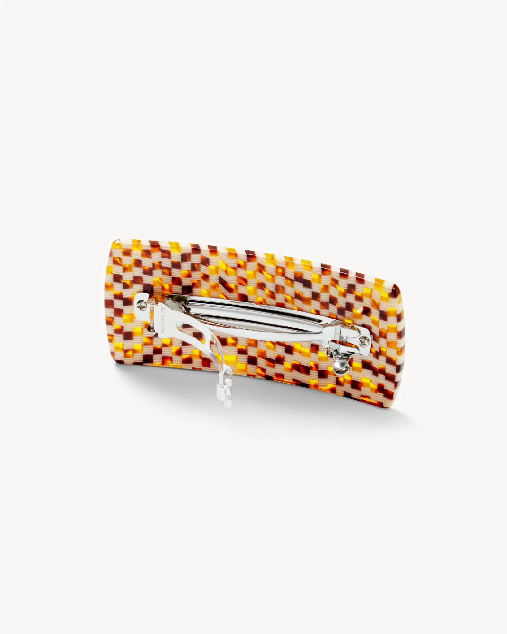 Jumbo Box Barrette in Tortoise Checker - Image 2