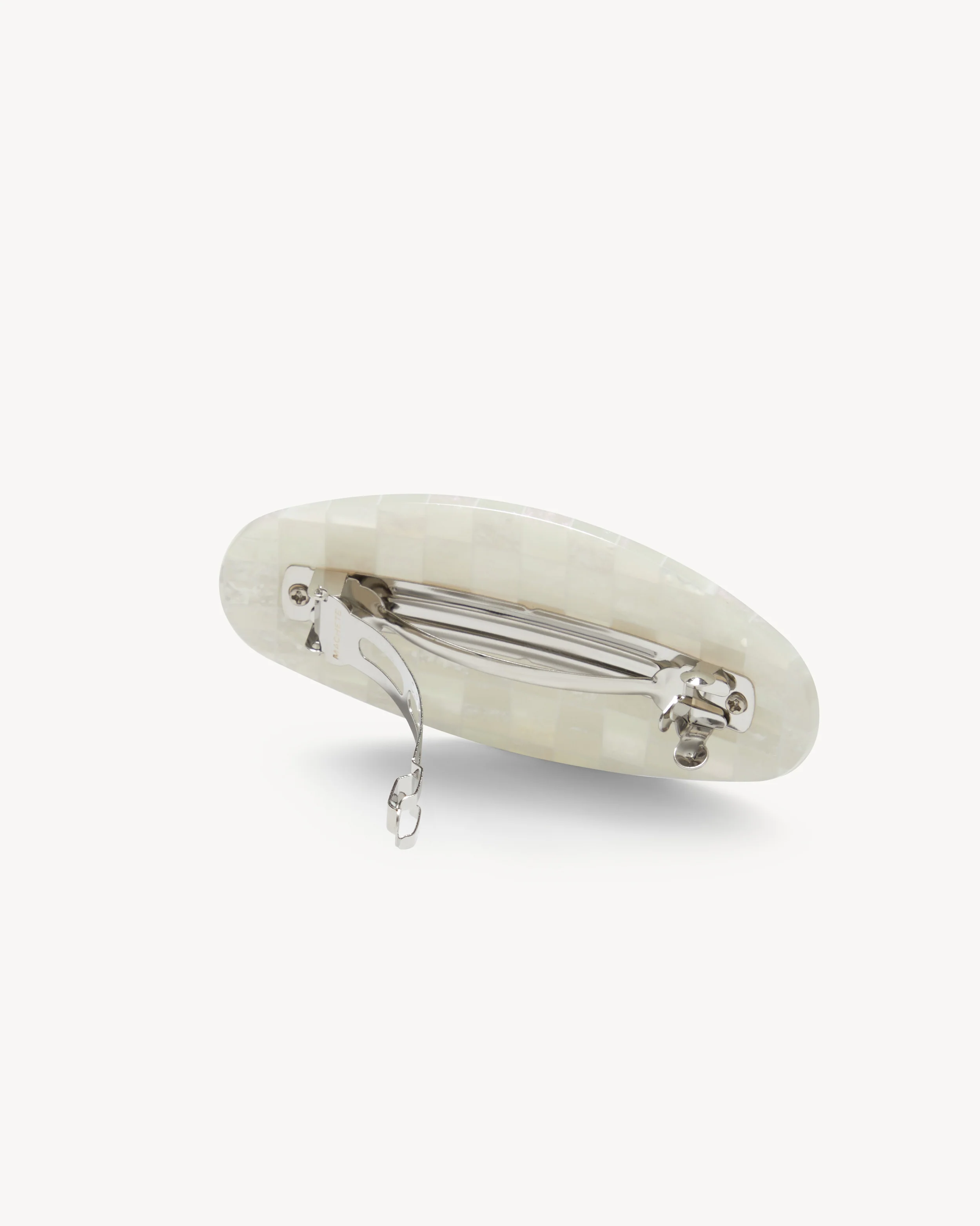 Jumbo Oval Barrette in Opalite Shell Checker - Image 2