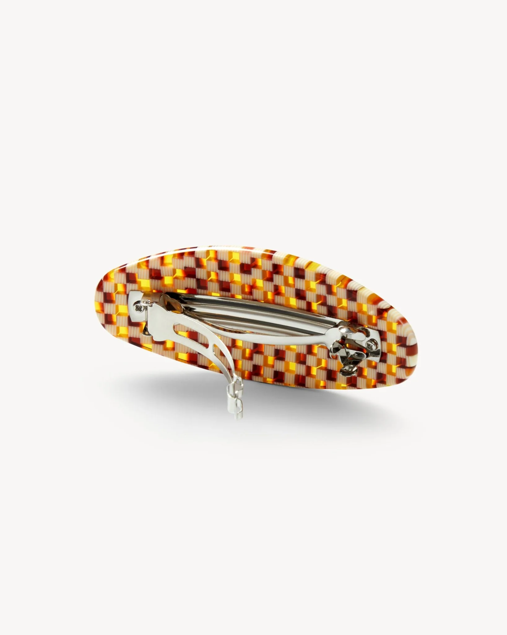 Jumbo Oval Barrette in Tortoise Checker - Image 2
