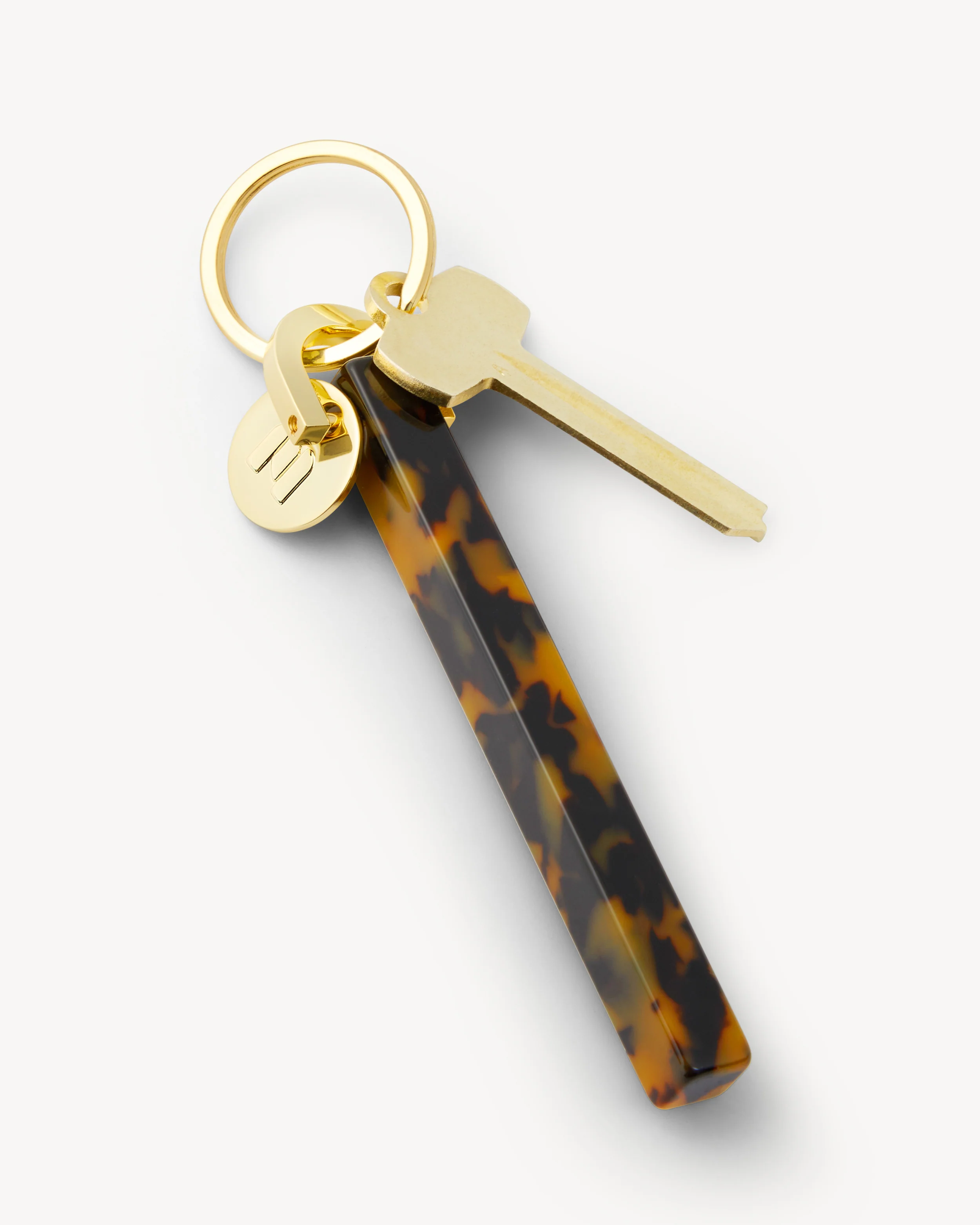 Bar Keychain in Classic Tortoise - Gold - Image 3