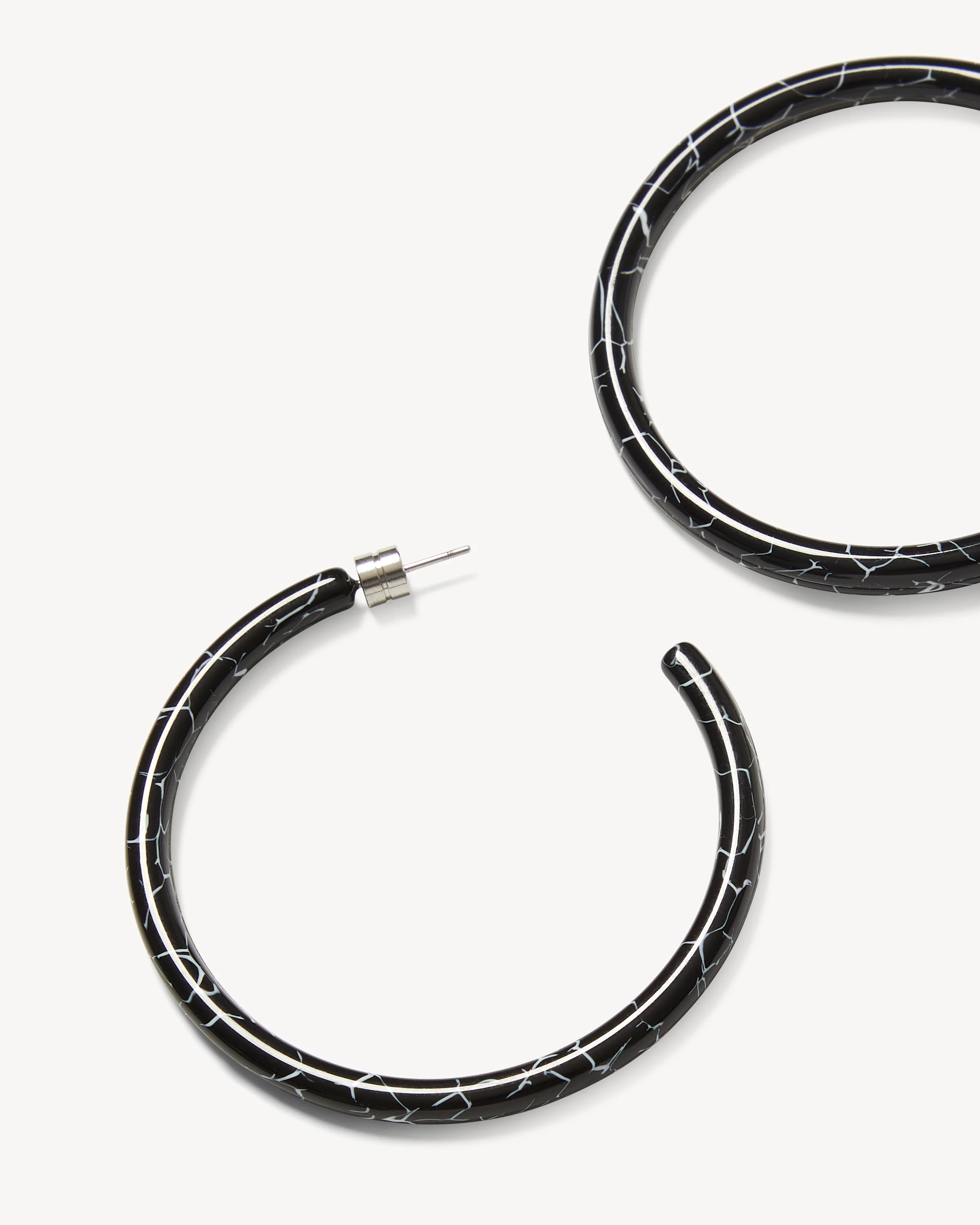 Large Hoops in Black Marble - Image 2