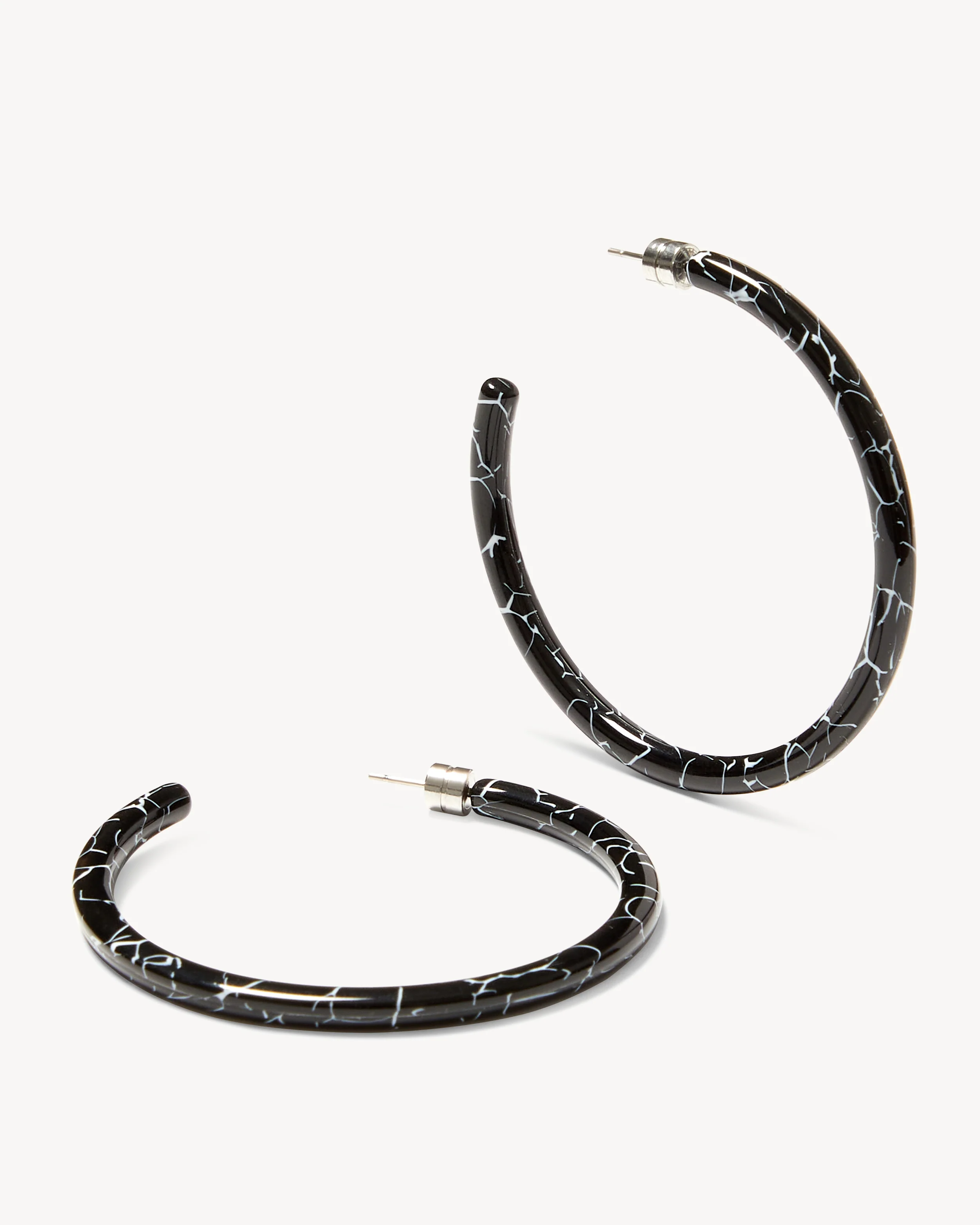 Large Hoops in Black Marble - Image 3