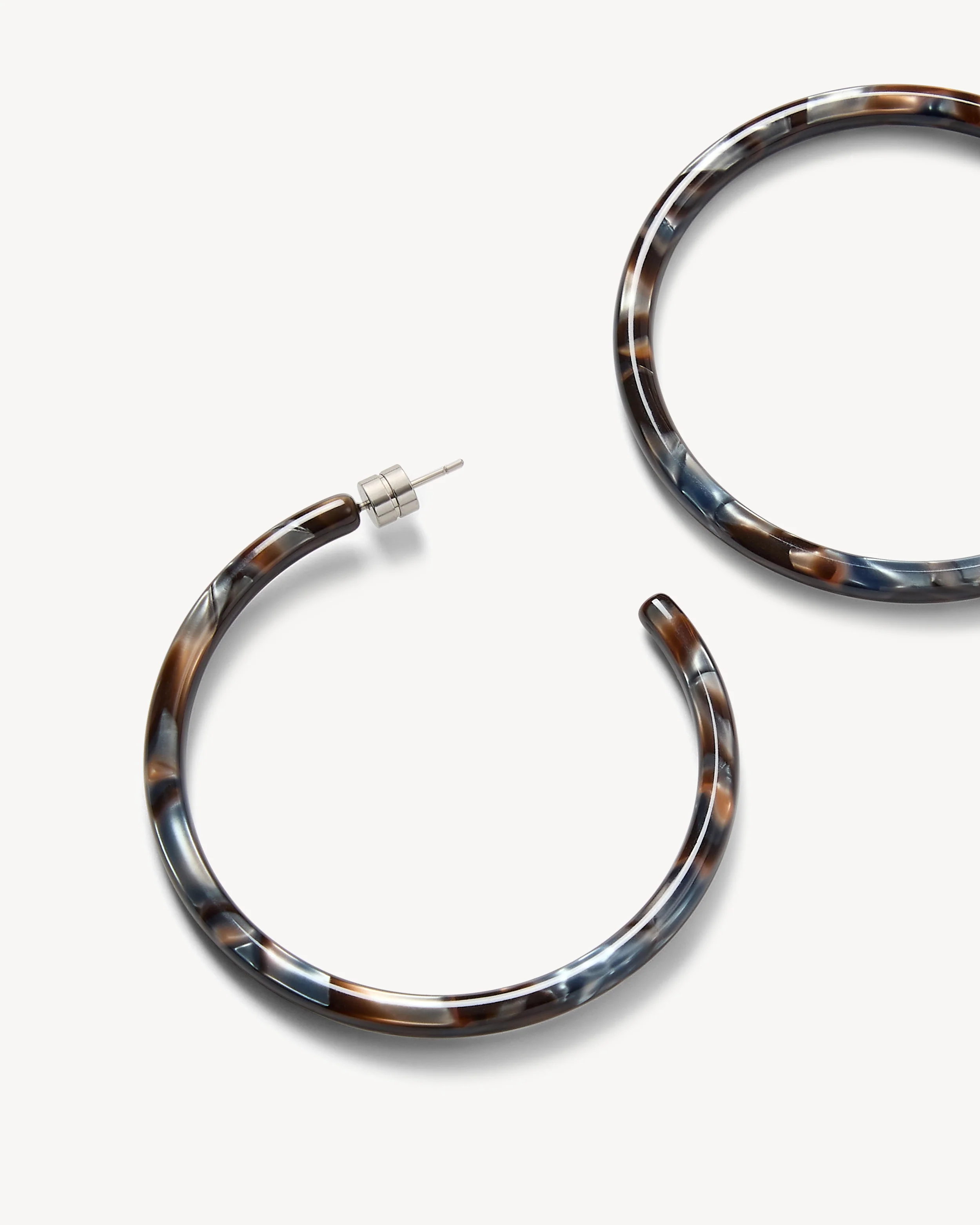 Large Hoops in Blue Horn - Image 2