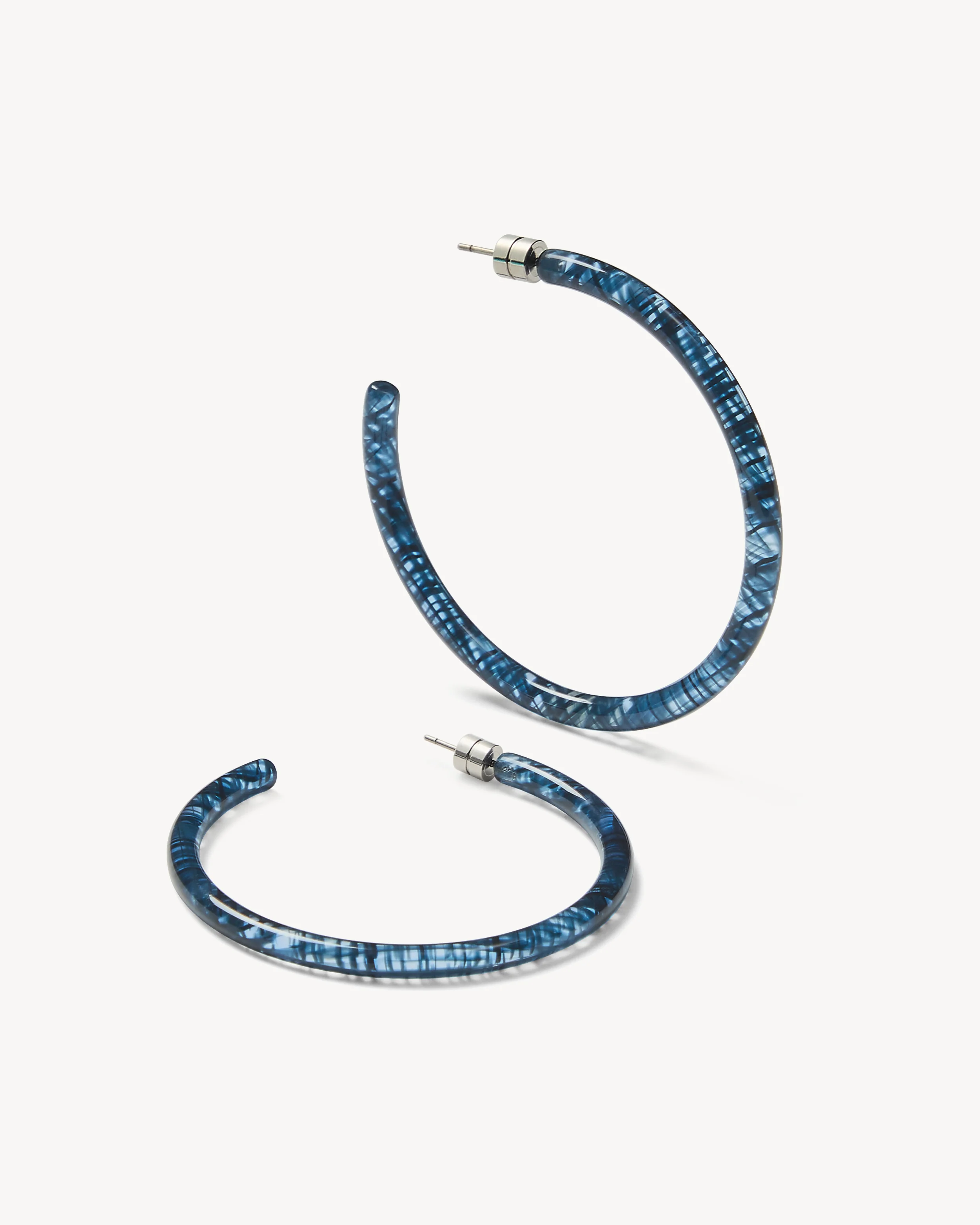 Large Hoops in Chambray - Image 3