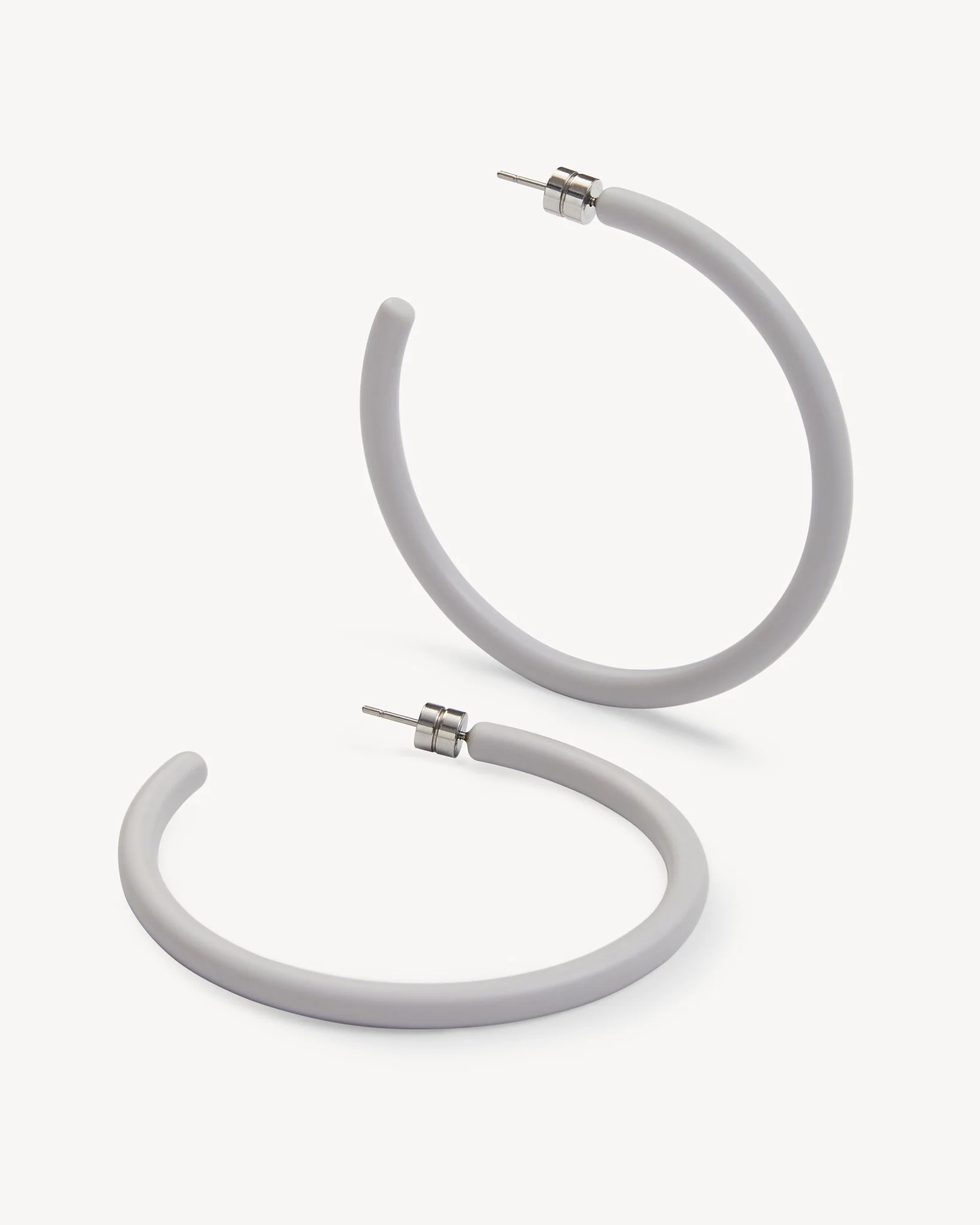 Large Hoops in Light Grey Matte - Image 3