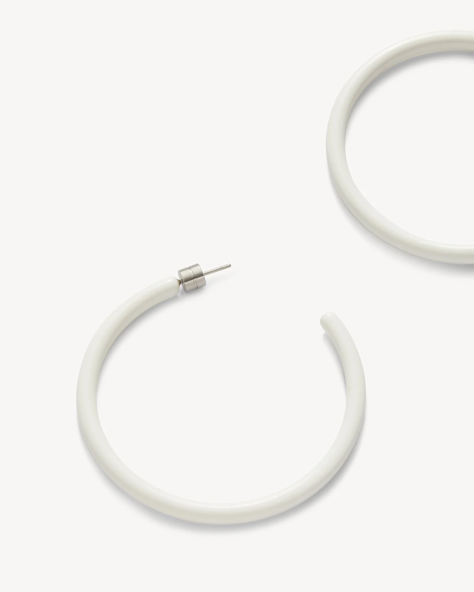 Large Hoops in White Matte - Image 2