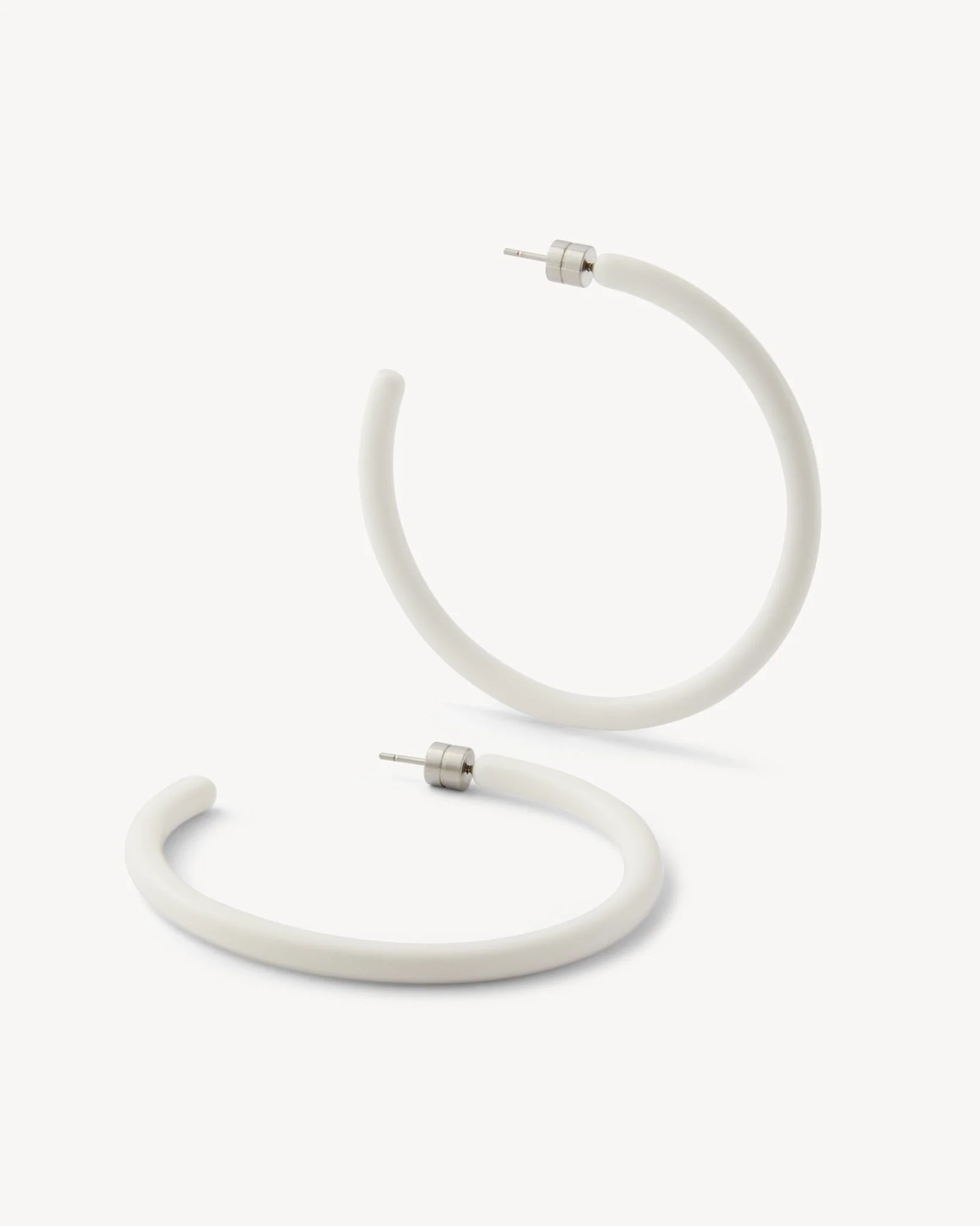Large Hoops in White Matte - Image 3