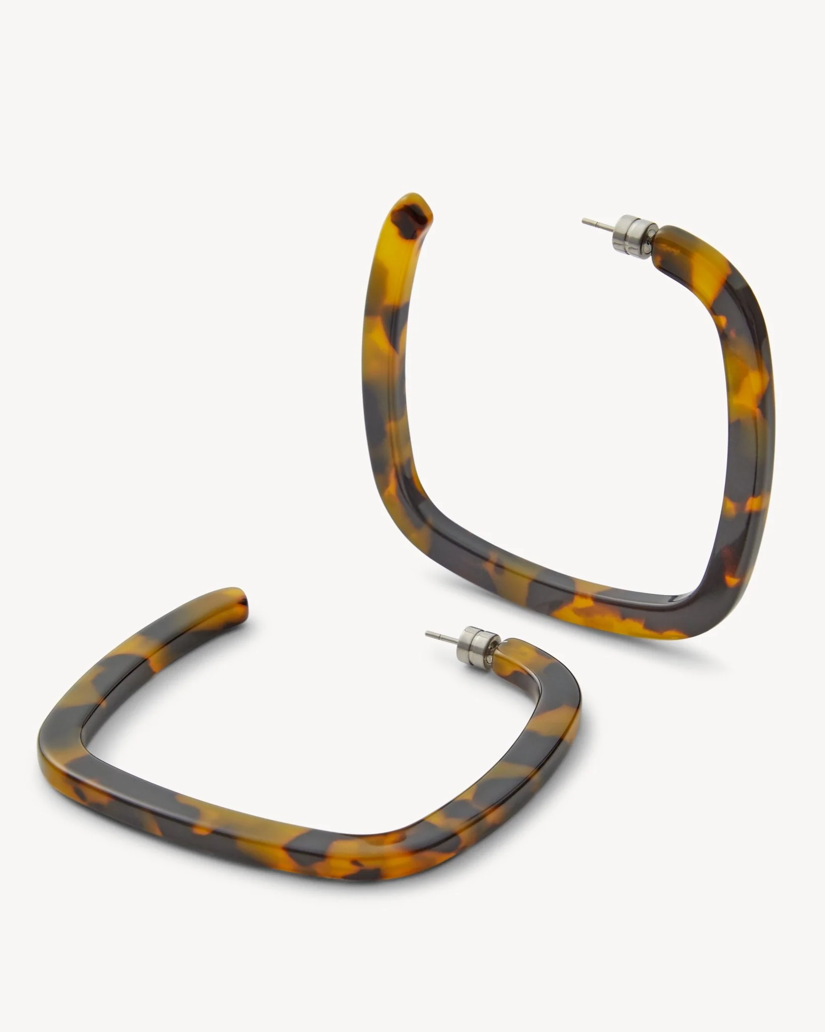 Large Square Hoops in Classic Tortoise - Image 4