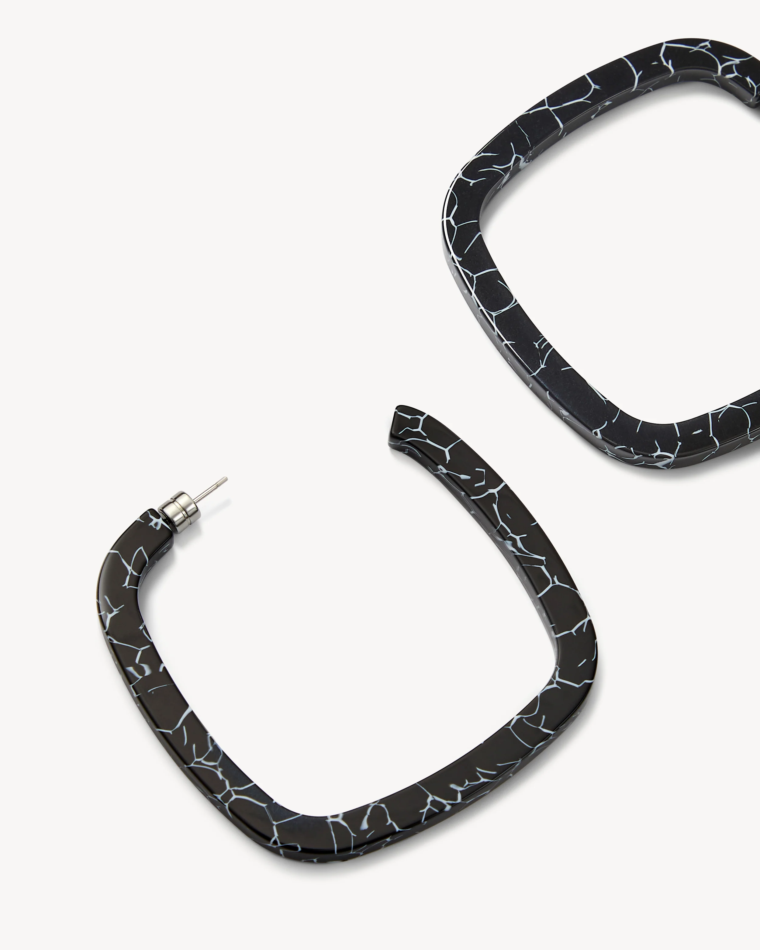 Large Square Hoops in Black Marble - Image 2