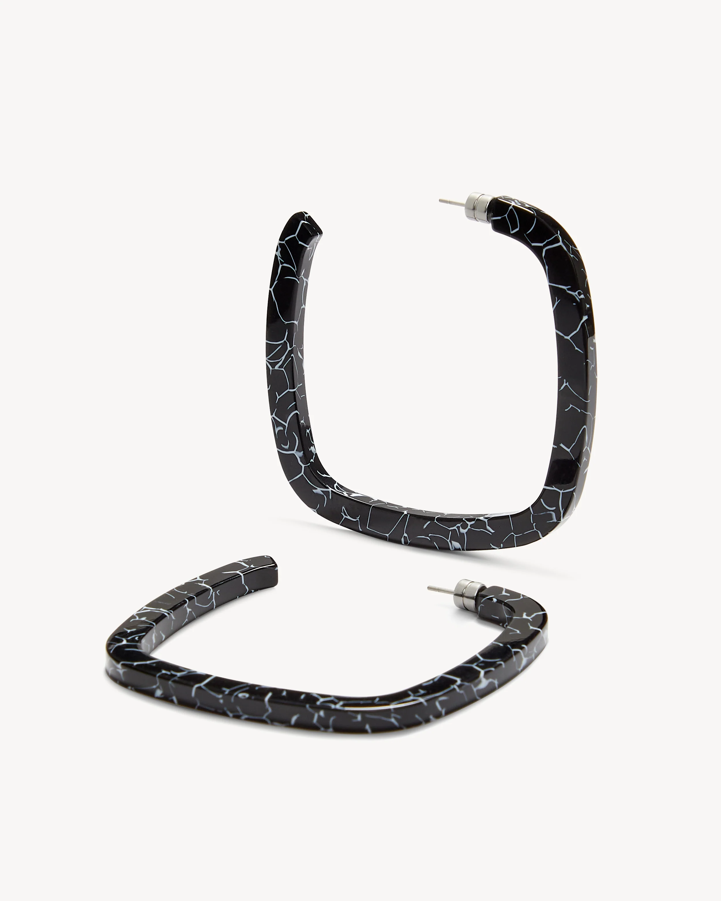Large Square Hoops in Black Marble - Image 3