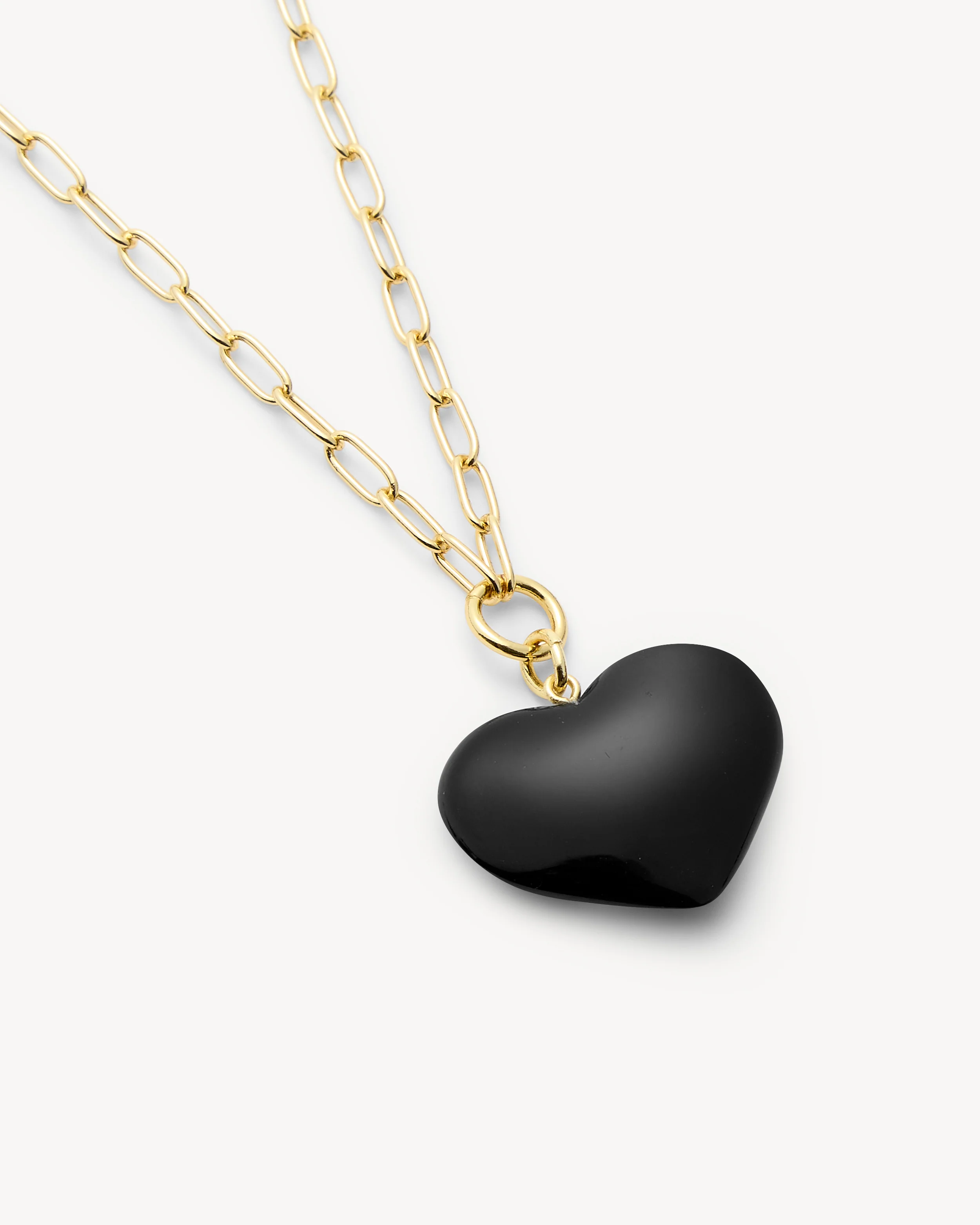 Midi Heart Pendant Necklace in Black - Image 2