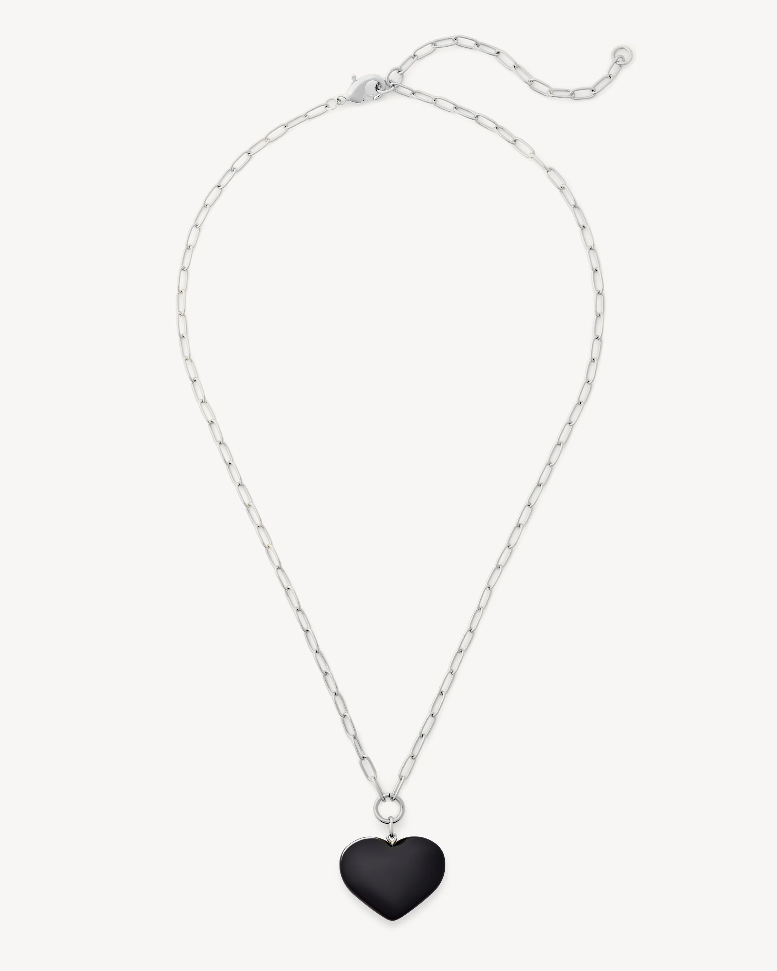 Midi Heart Pendant Necklace in Black - Image 3