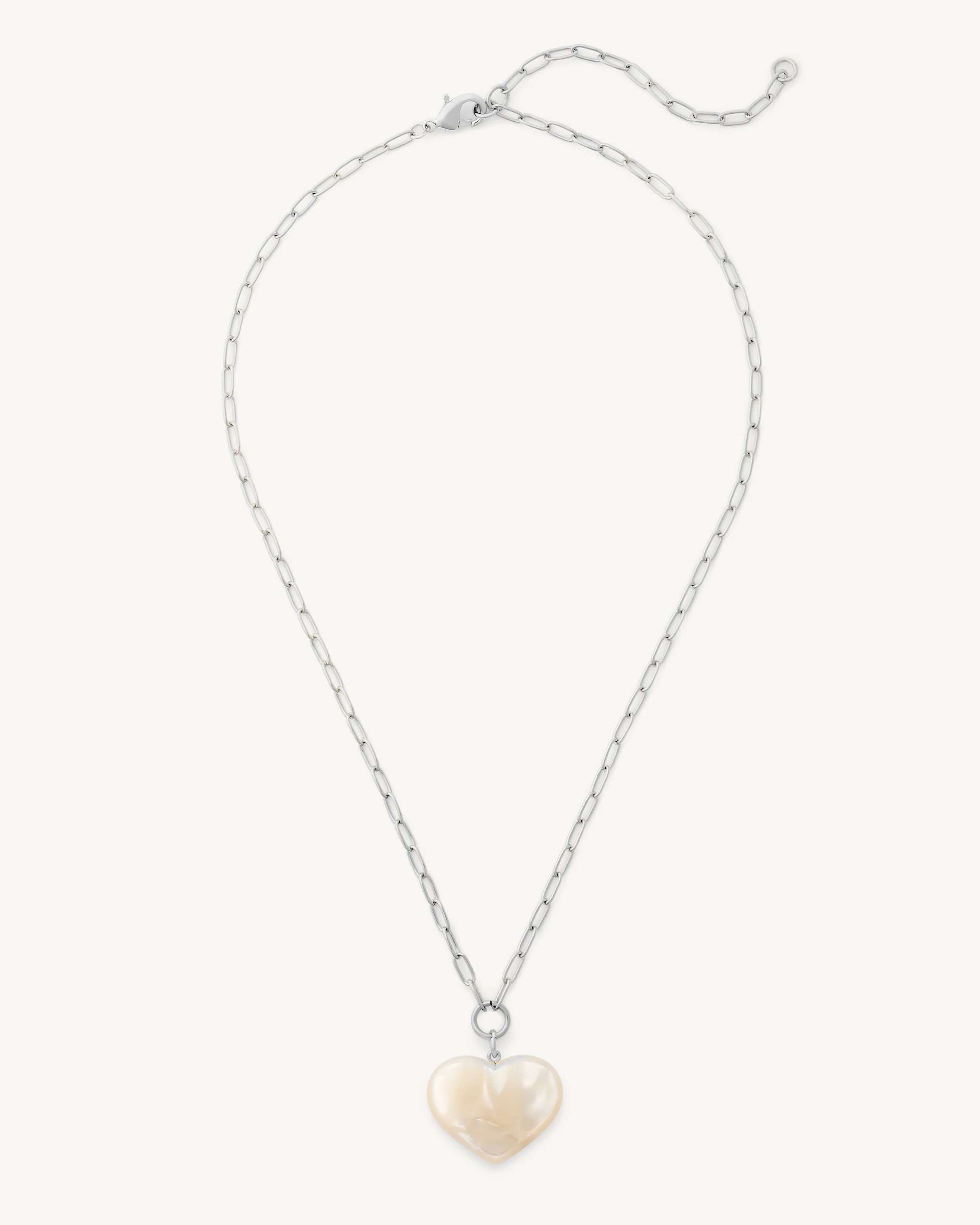 Midi Heart Pendant Necklace in White Shell - Image 3