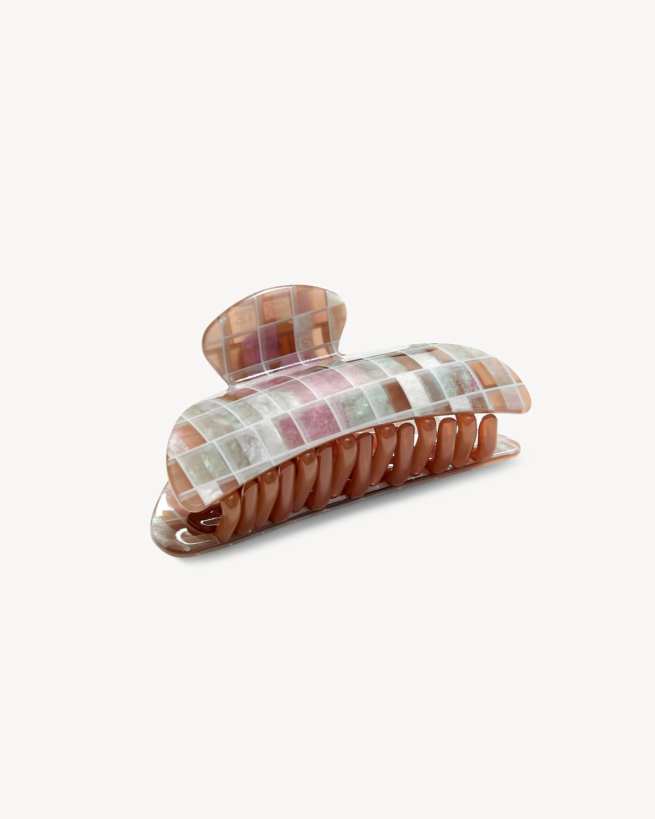 Midi Heirloom Claw in Brown Shell Checker - Image 3