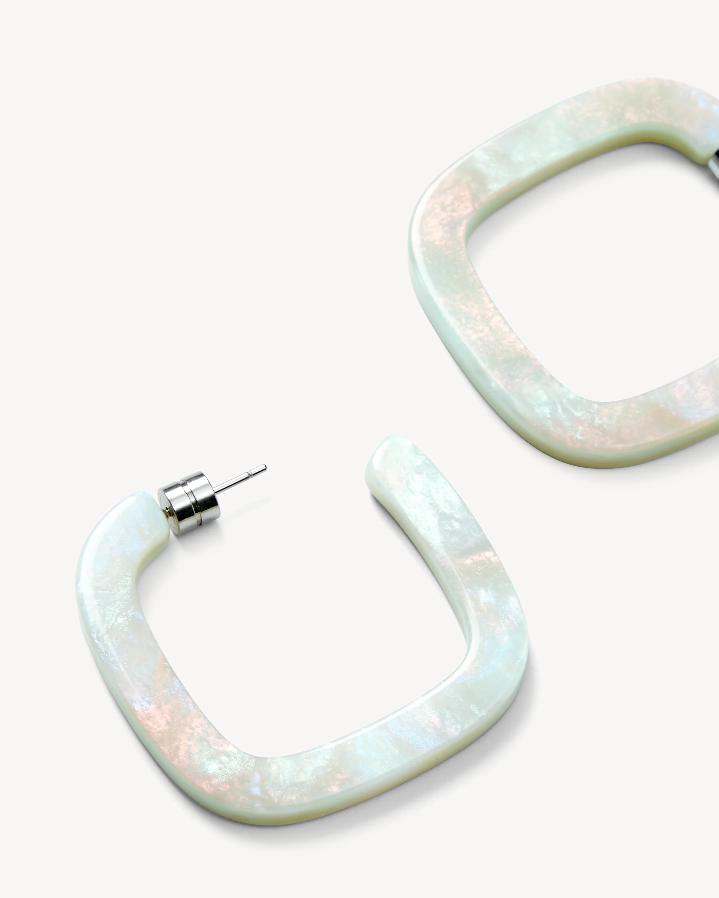 Midi Square Hoops in Astral Mint - Image 2