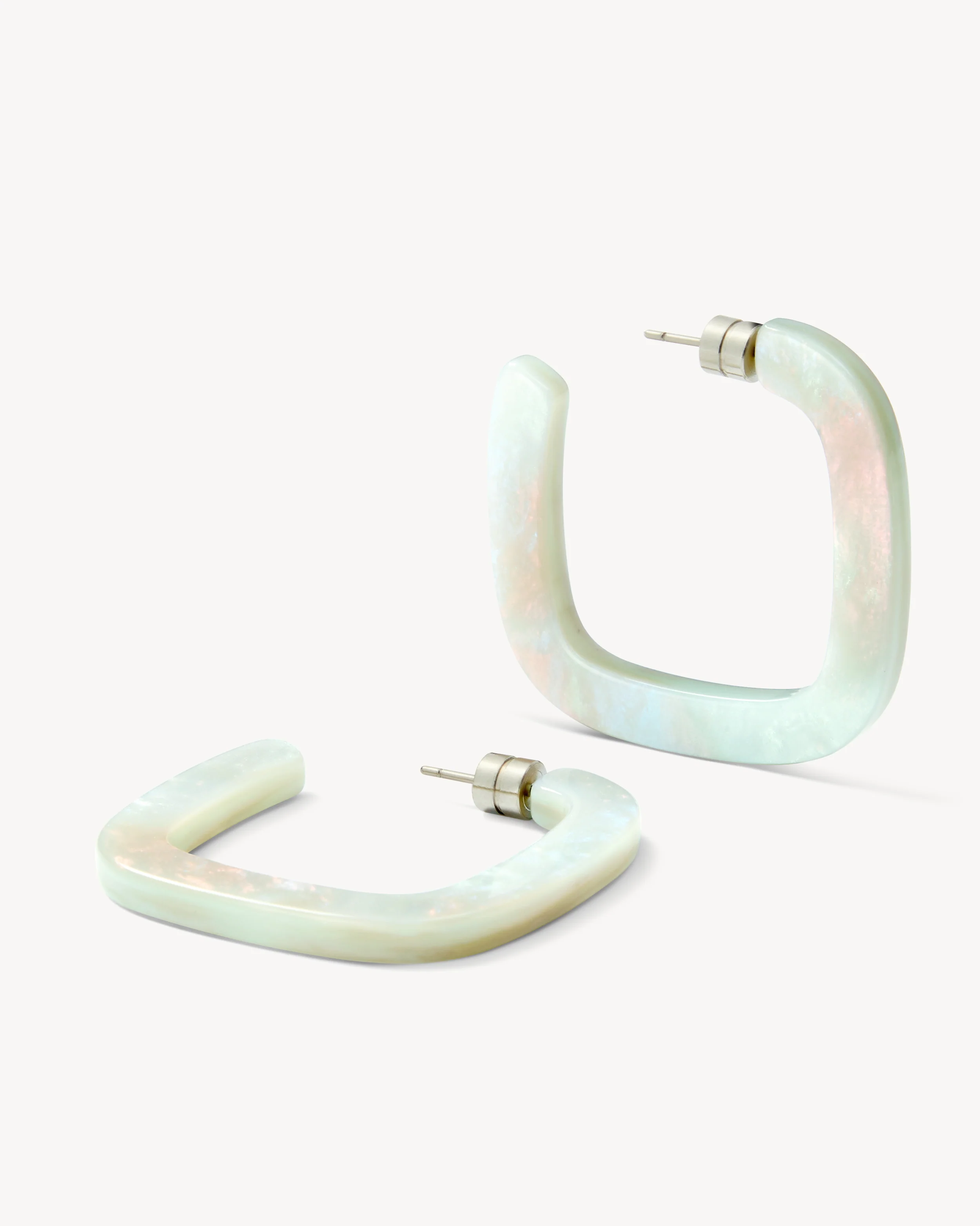 Midi Square Hoops in Astral Mint - Image 3