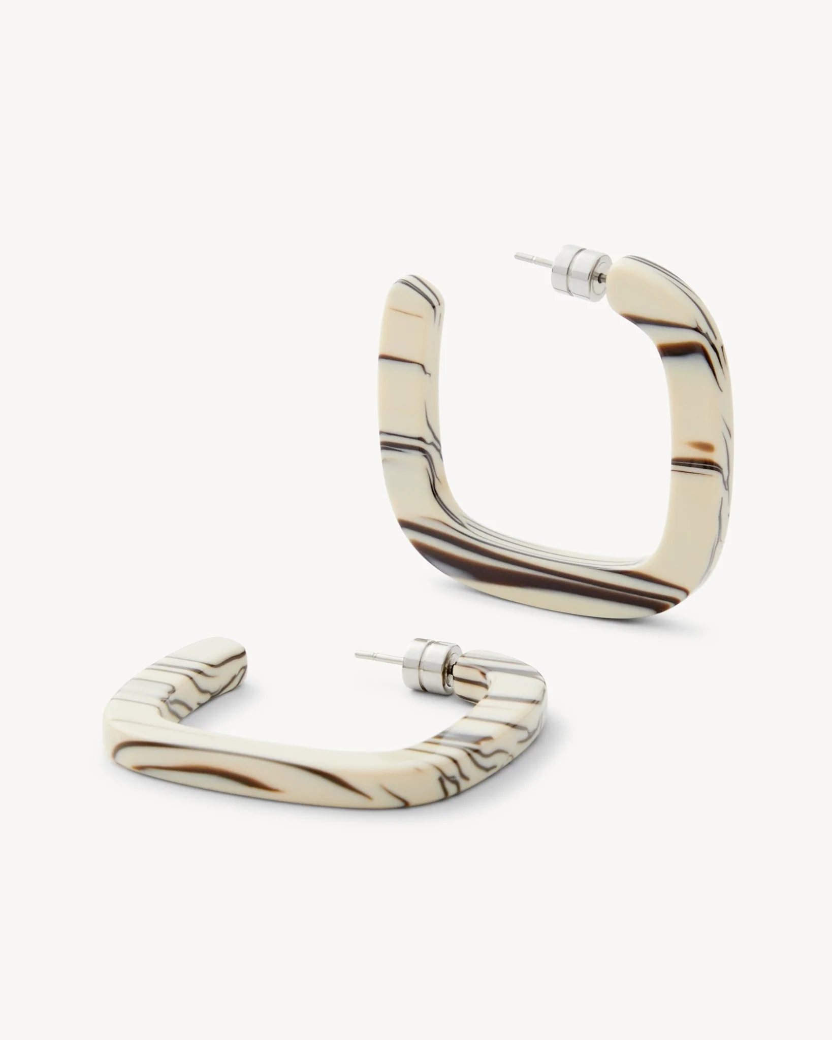 Midi Square Hoops in Ganache - Image 3