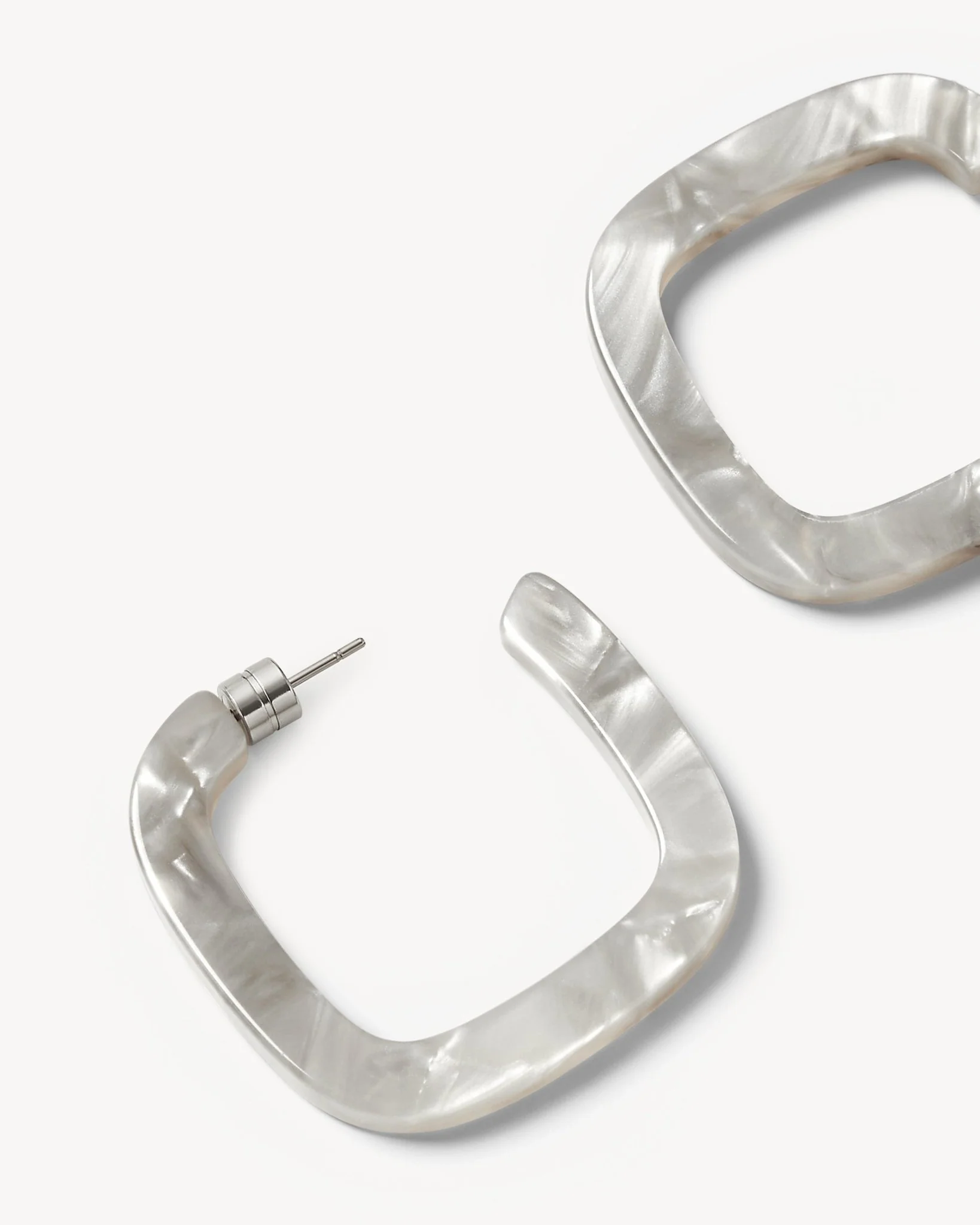Midi Square Hoops in Grey Shell - Image 2