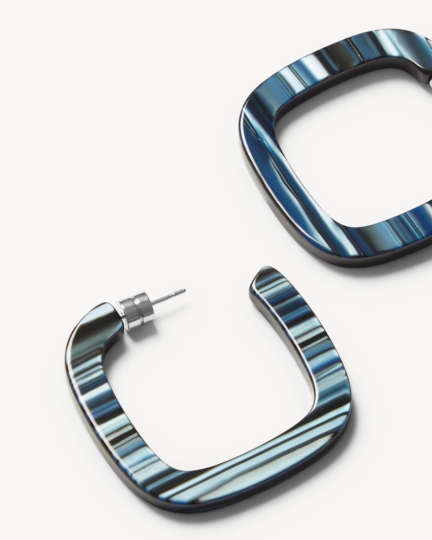 Midi Square Hoops in Indigo - Image 2