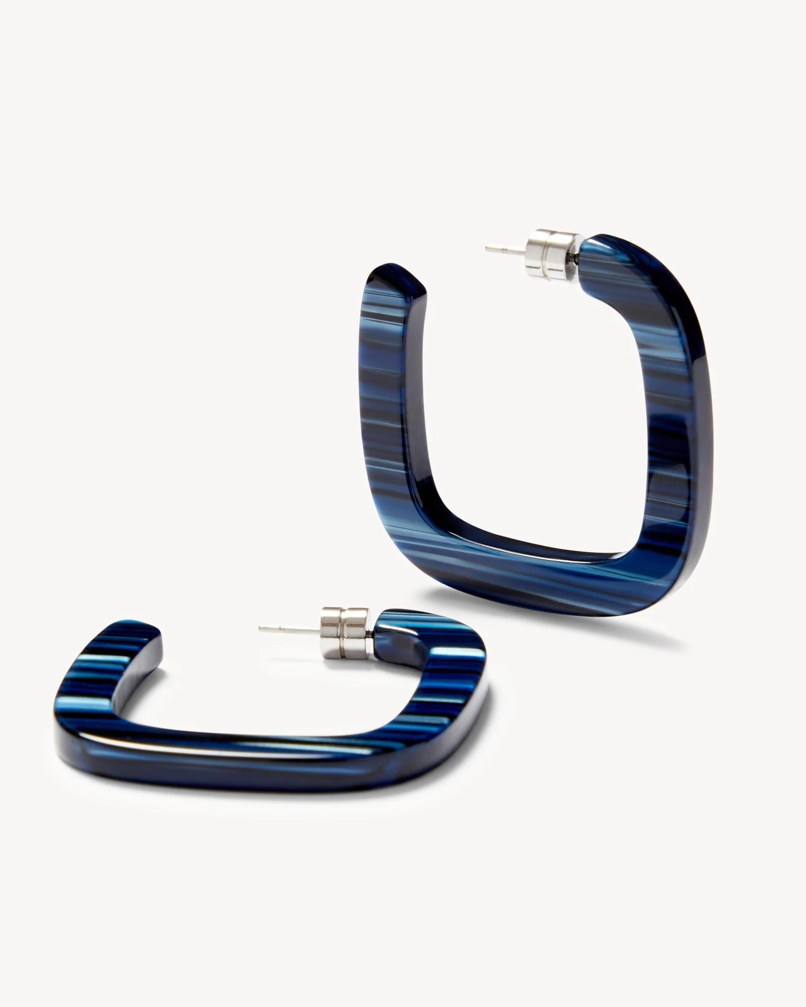 Midi Square Hoops in Indigo - Image 3
