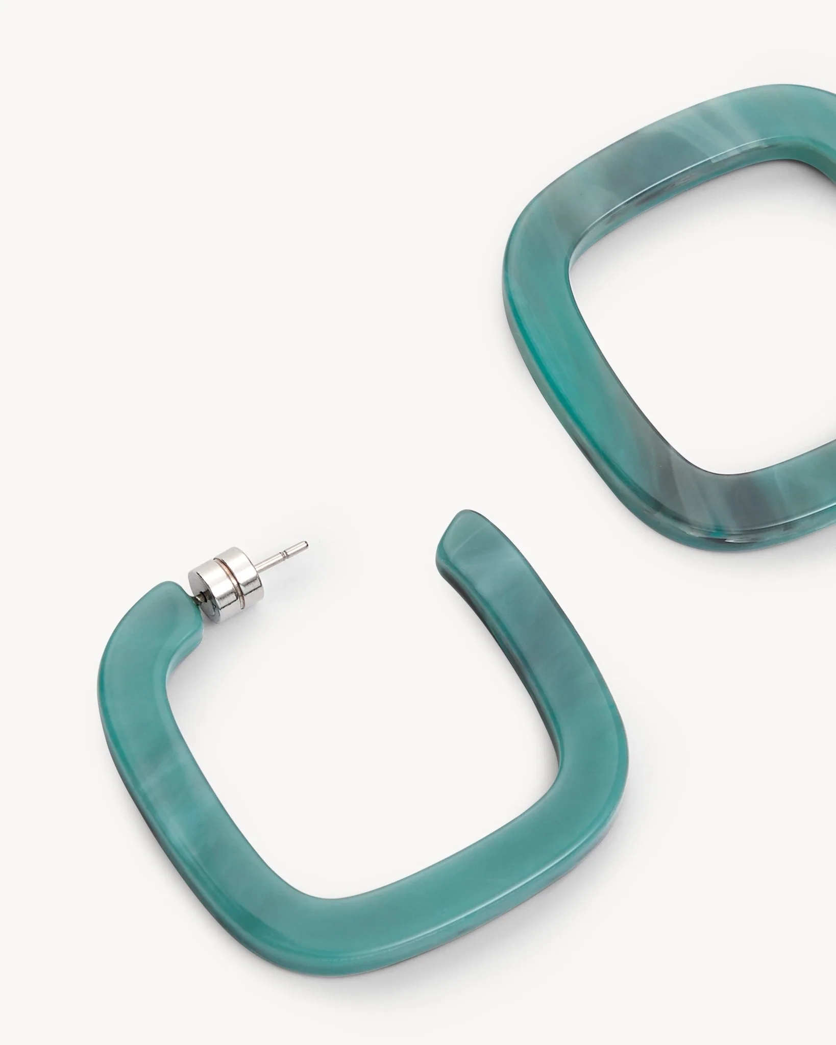 Midi Square Hoops in Jadeite - Image 2