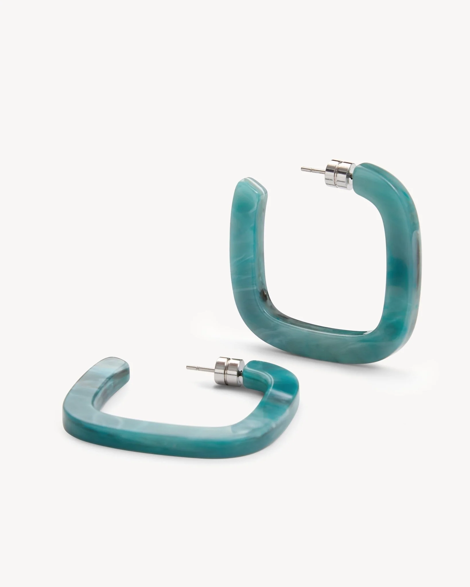 Midi Square Hoops in Jadeite - Image 3