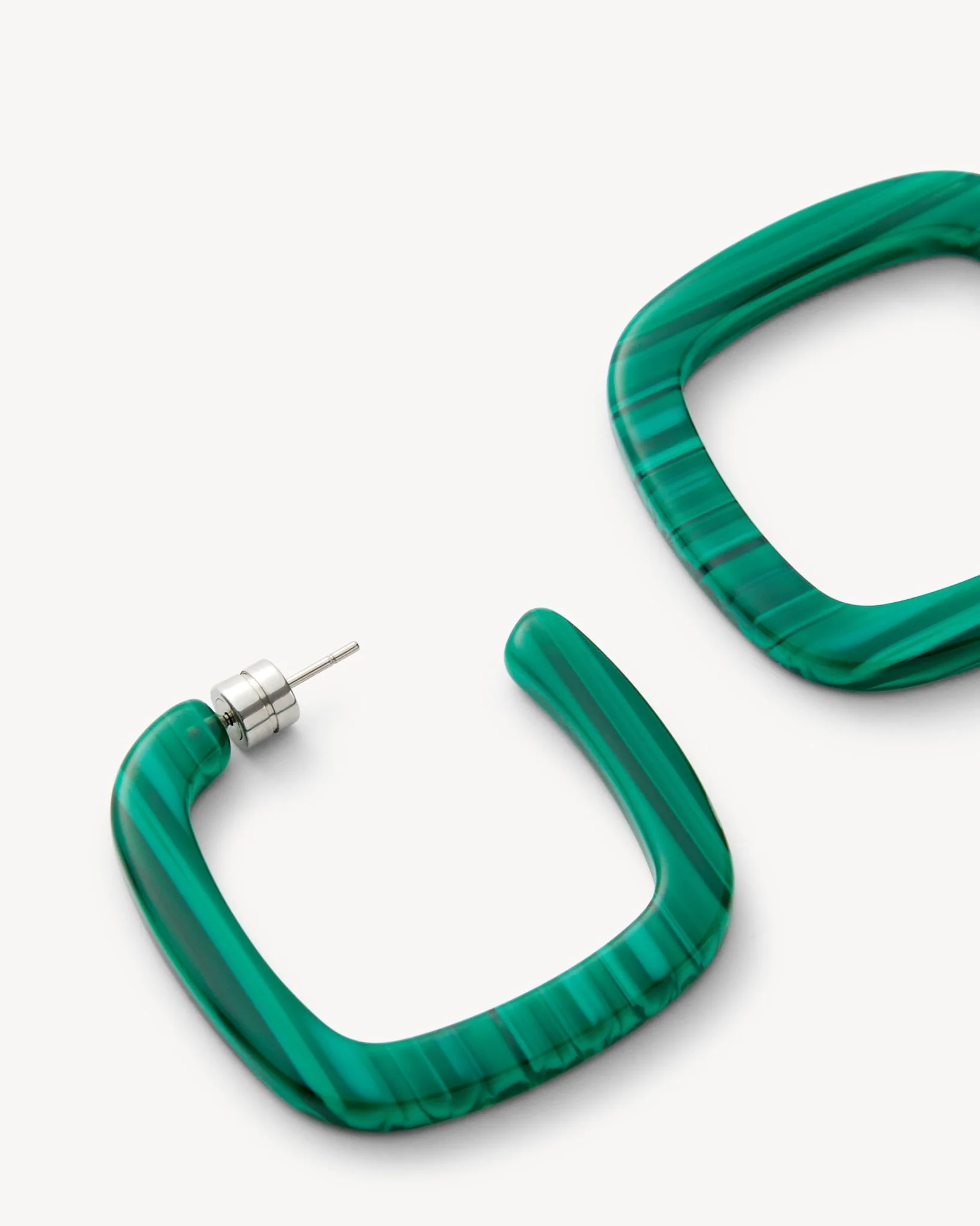 Midi Square Hoops in Malachite - Image 2