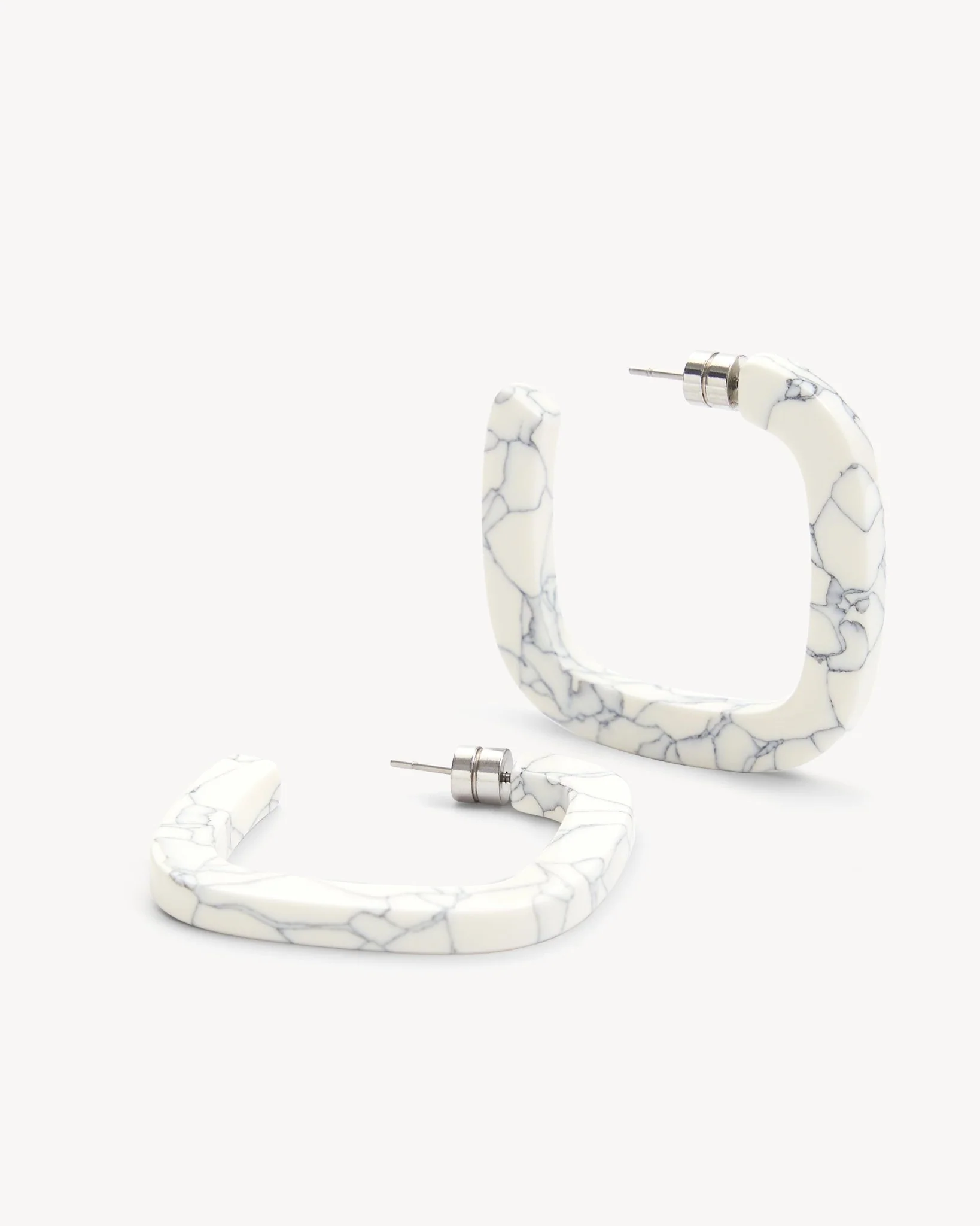 Midi Square Hoops in Marble - Image 3