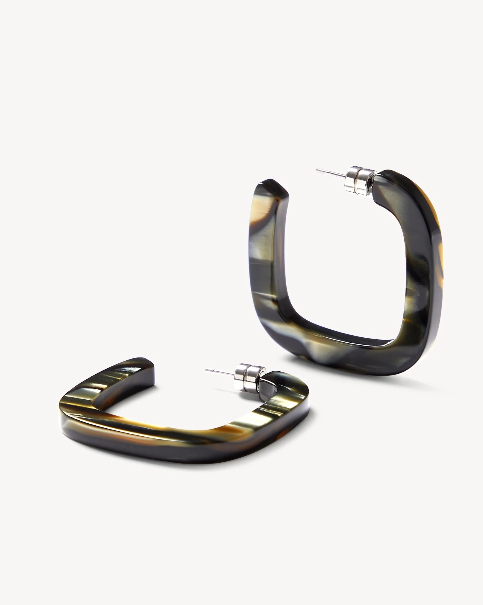 Midi Square Hoops in Midnight Horn - Image 3