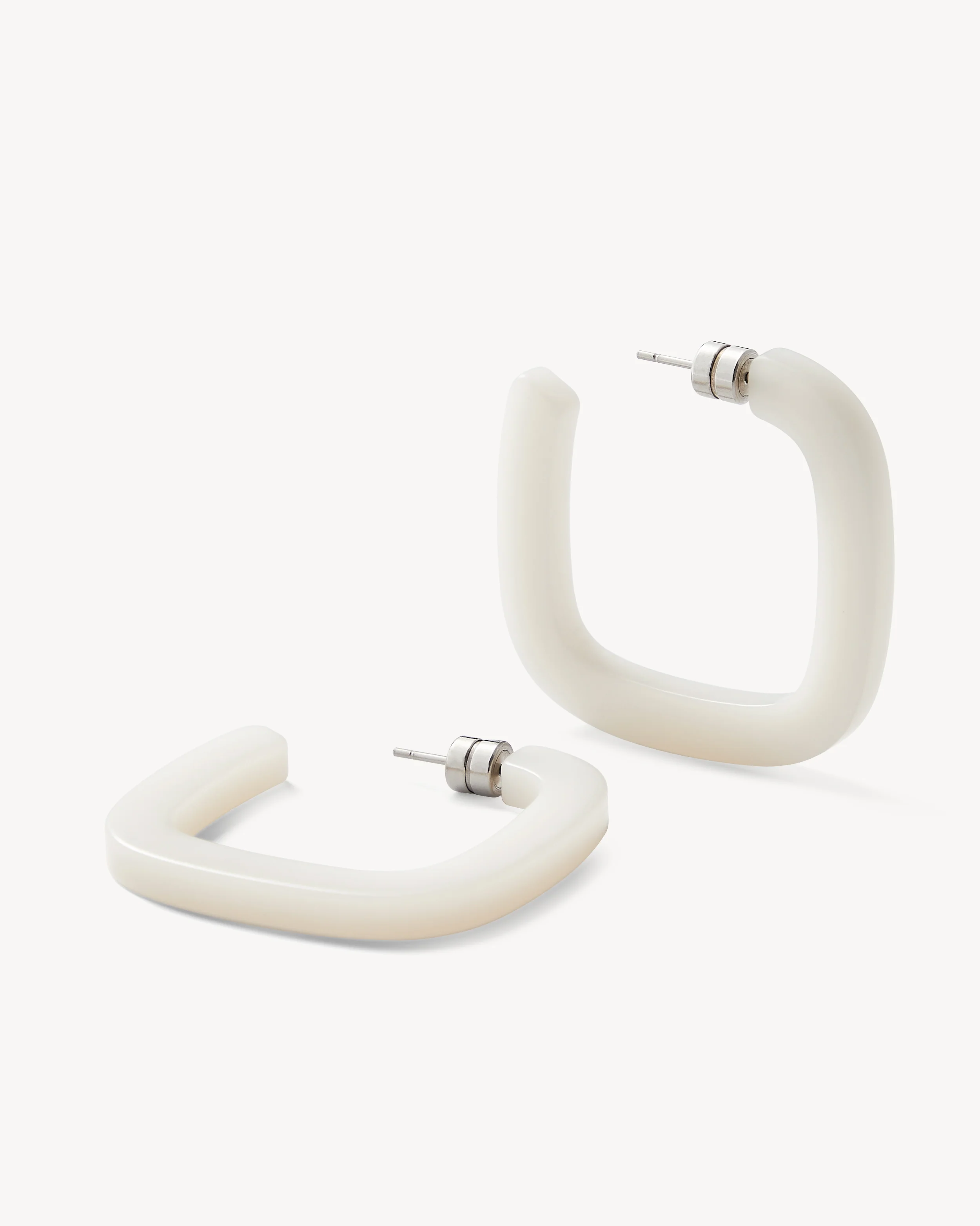 Midi Square Hoops in Milk Glass Matte - Image 3