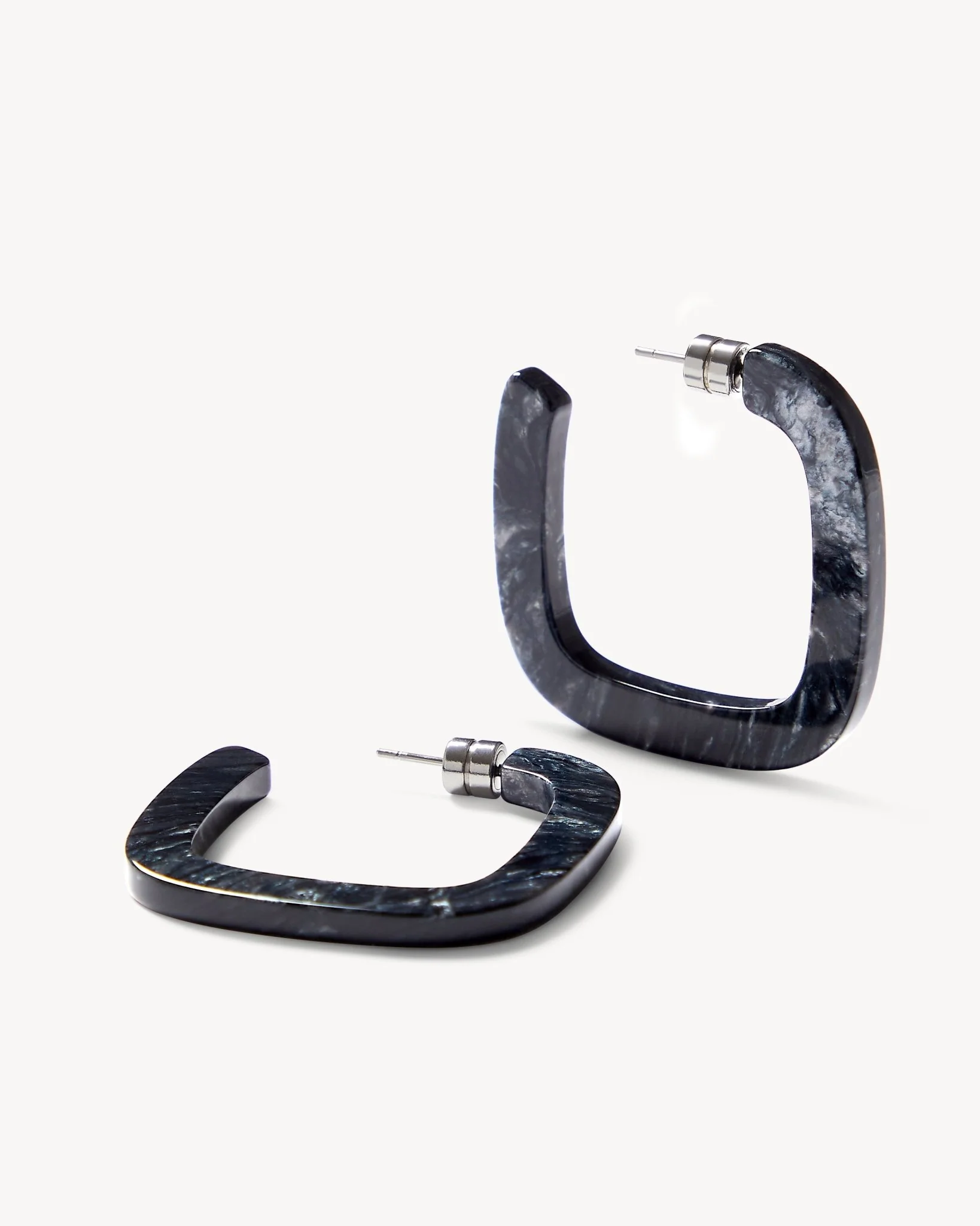 Midi Square Hoops in Obsidian - Image 3