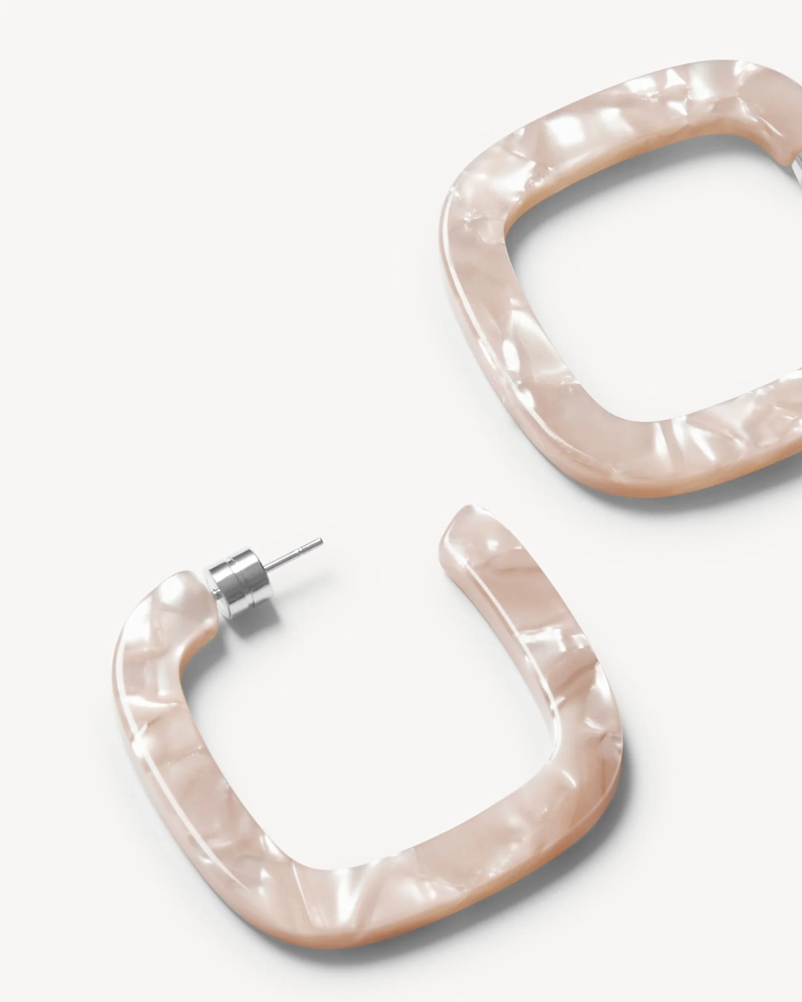 Midi Square Hoops in Peach Shell - Image 2