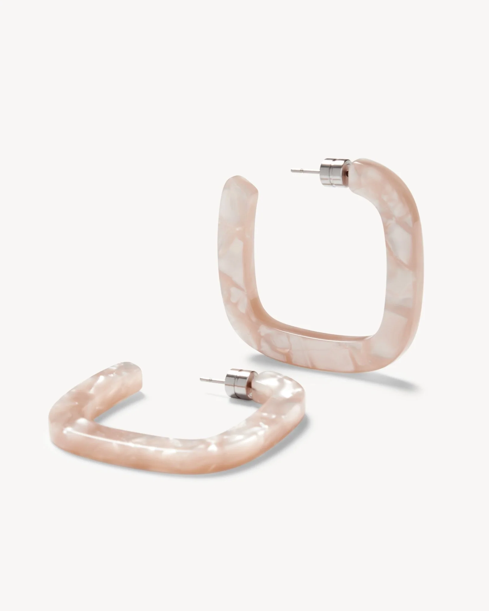 Midi Square Hoops in Peach Shell - Image 3
