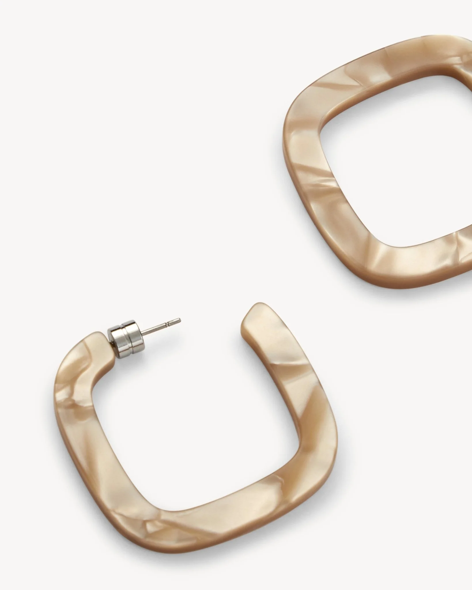 Midi Square Hoops in Sand Shell - Image 3