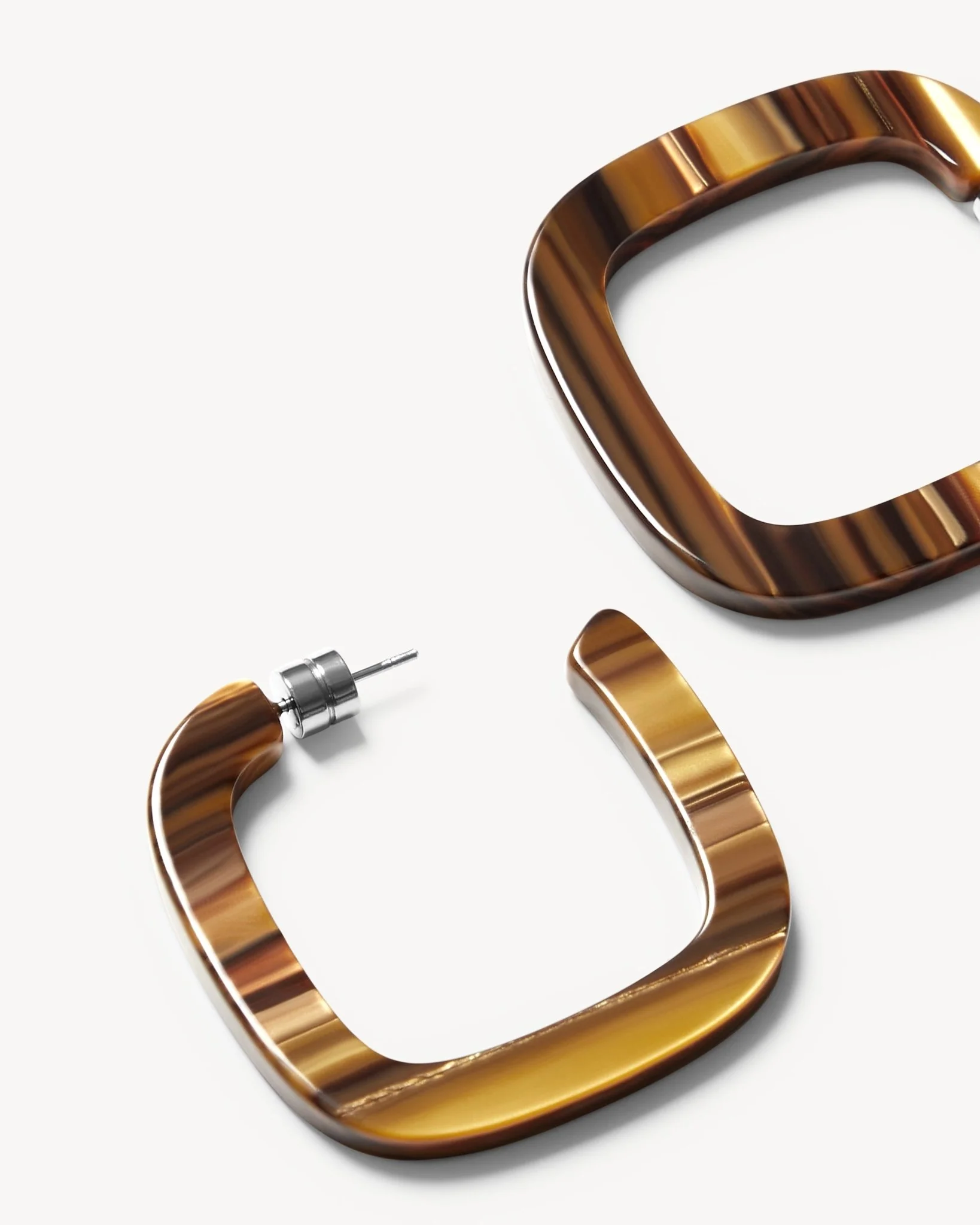 Midi Square Hoops in Tiger's Eye - Image 2