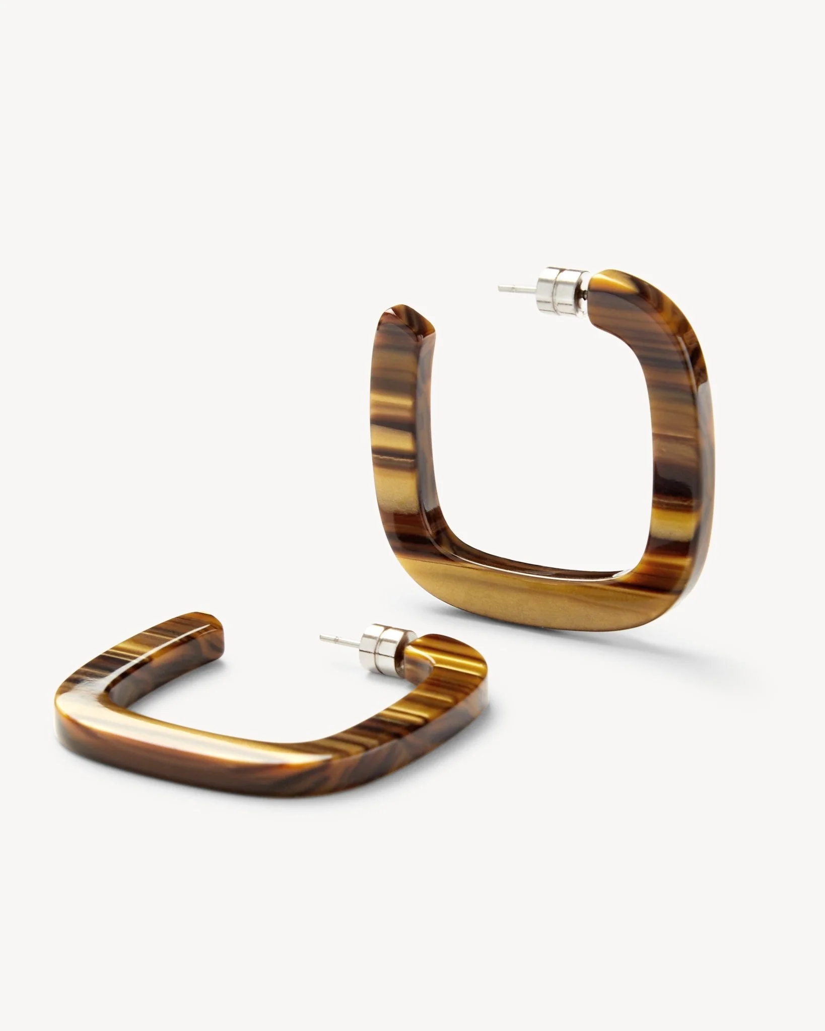 Midi Square Hoops in Tiger's Eye - Image 3