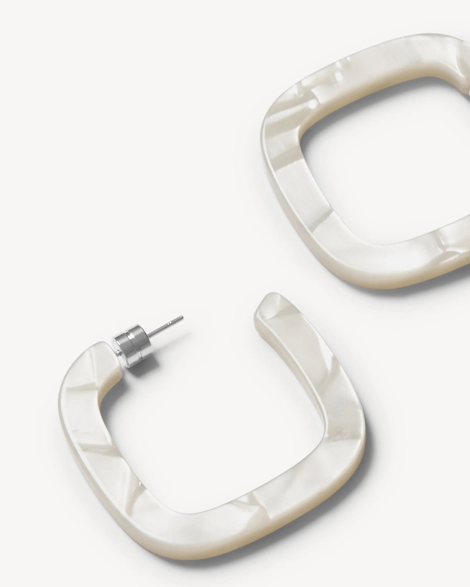 Midi Square Hoops in White Shell - Image 2