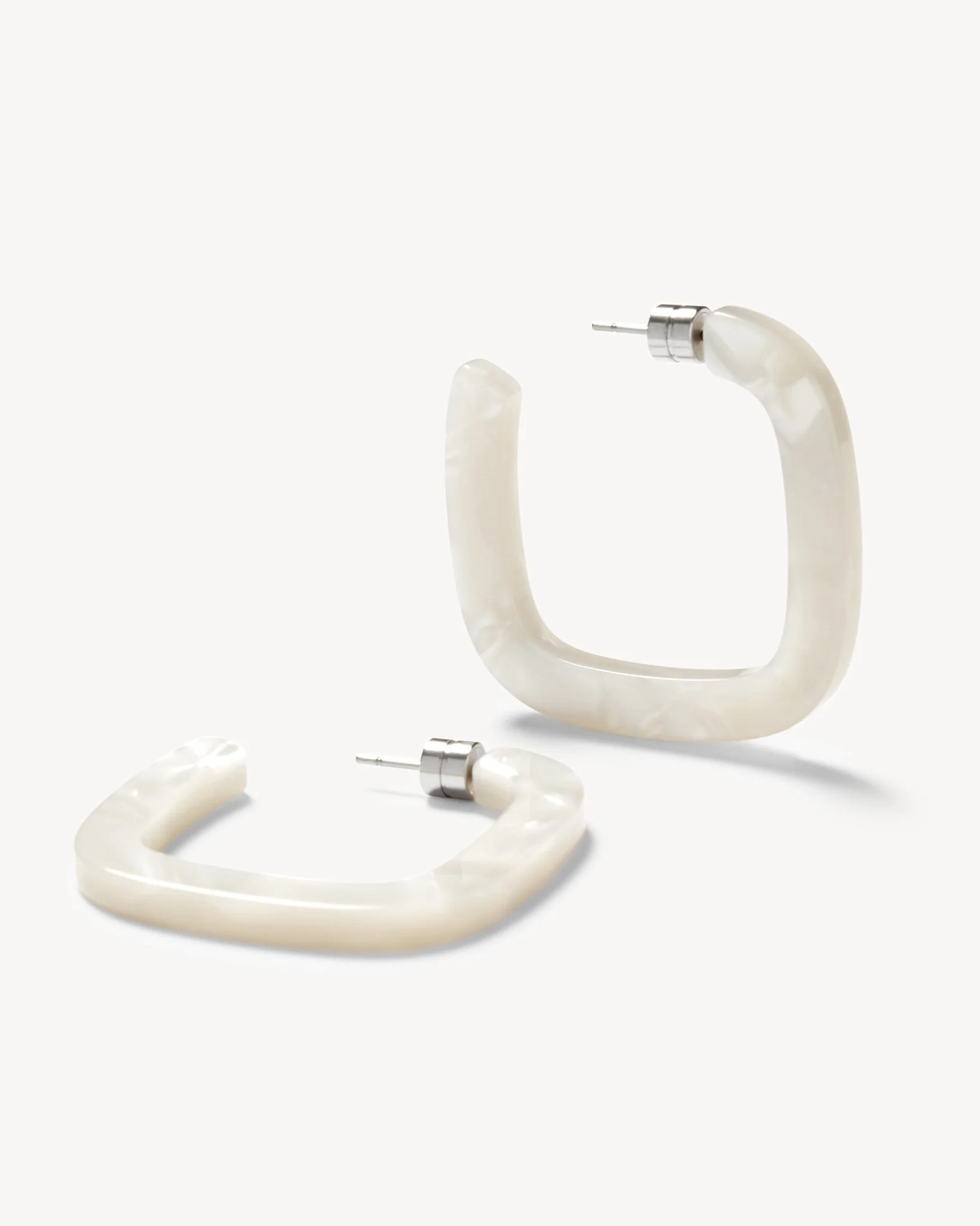 Midi Square Hoops in White Shell - Image 3