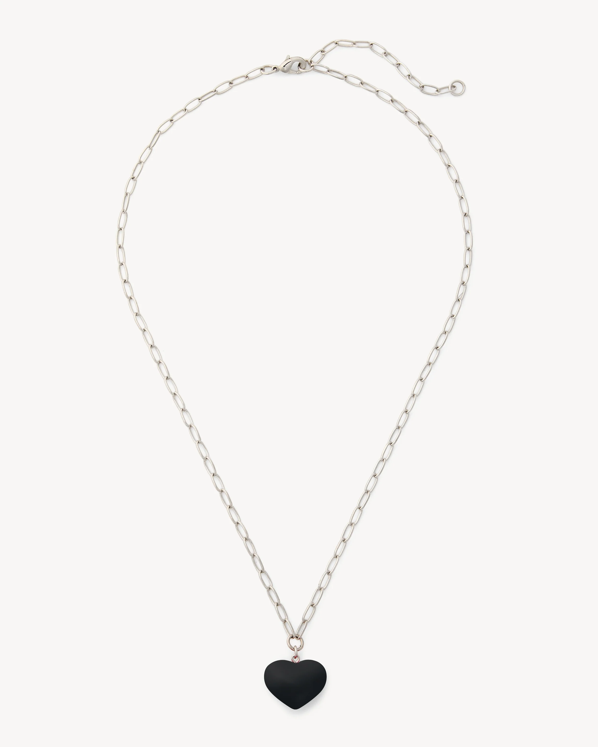 Mini Heart Pendant Necklace in Black - Image 3